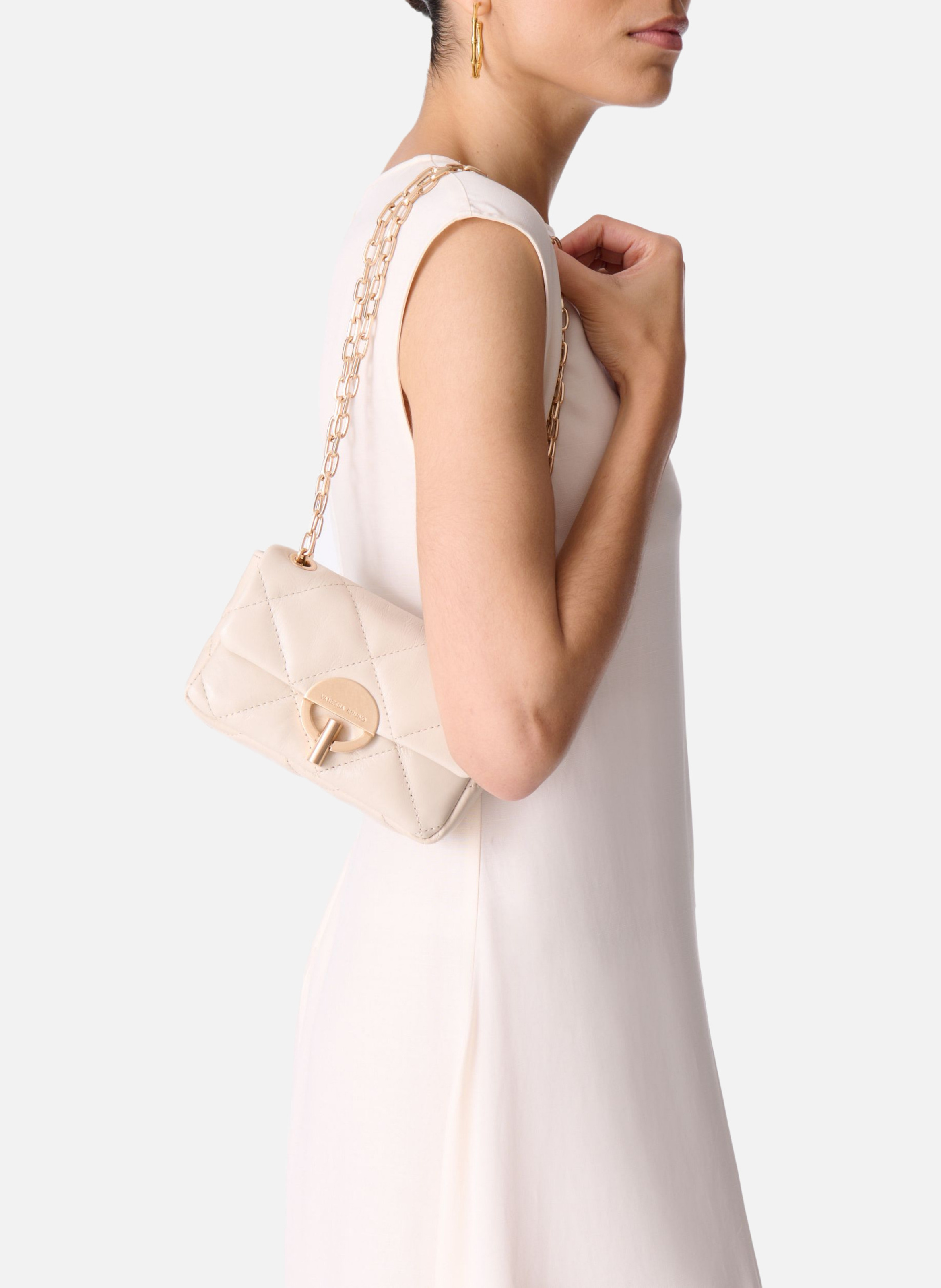 Petit sac moon en cuir VANESSA BRUNO Beige