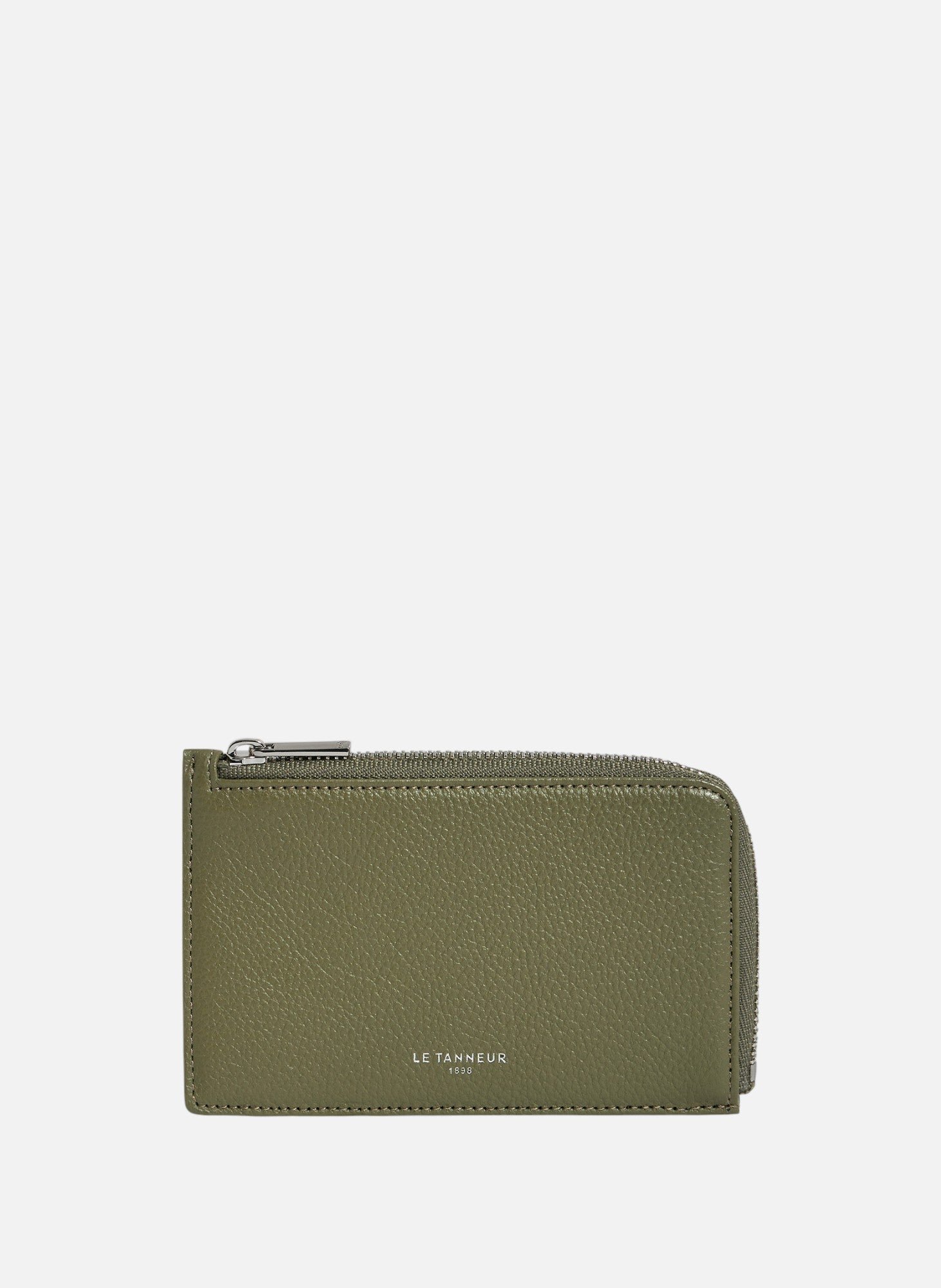 Porte cartes zippé emilie en cuir grainé LE TANNEUR Vert