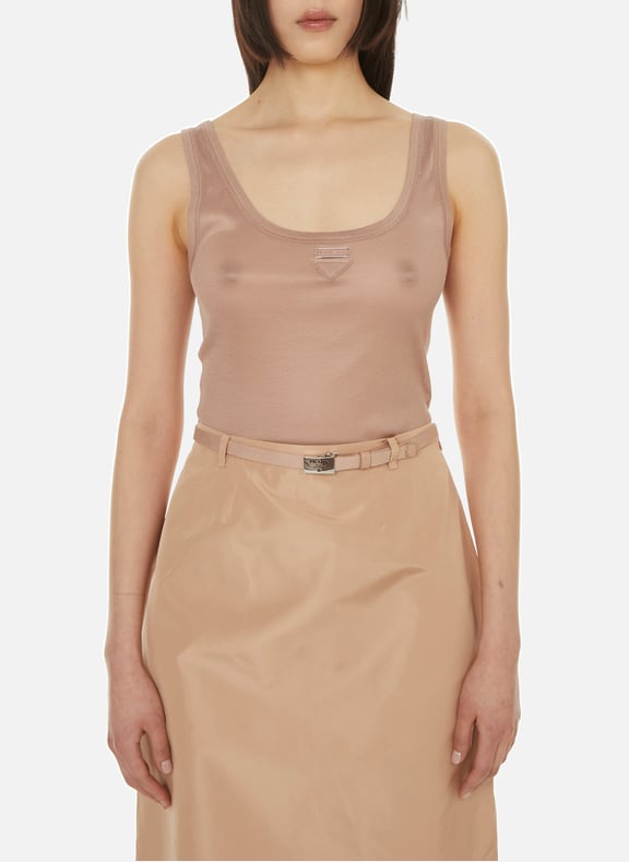 Débardeur en soie Beige by PRADA PRADA Débardeur en soie Beige