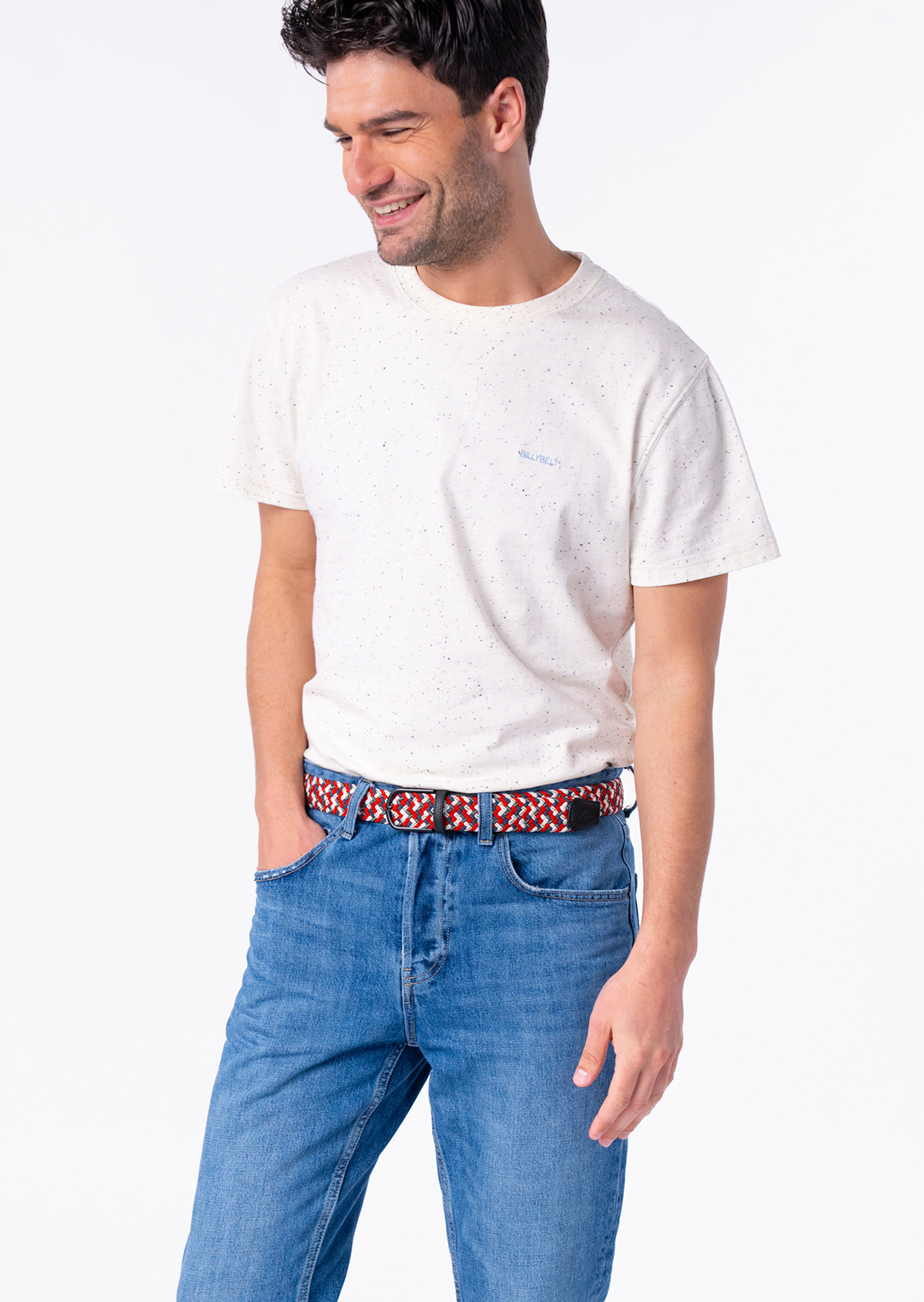 Ceinture tressée élastique multicolore BILLYBELT Rouge