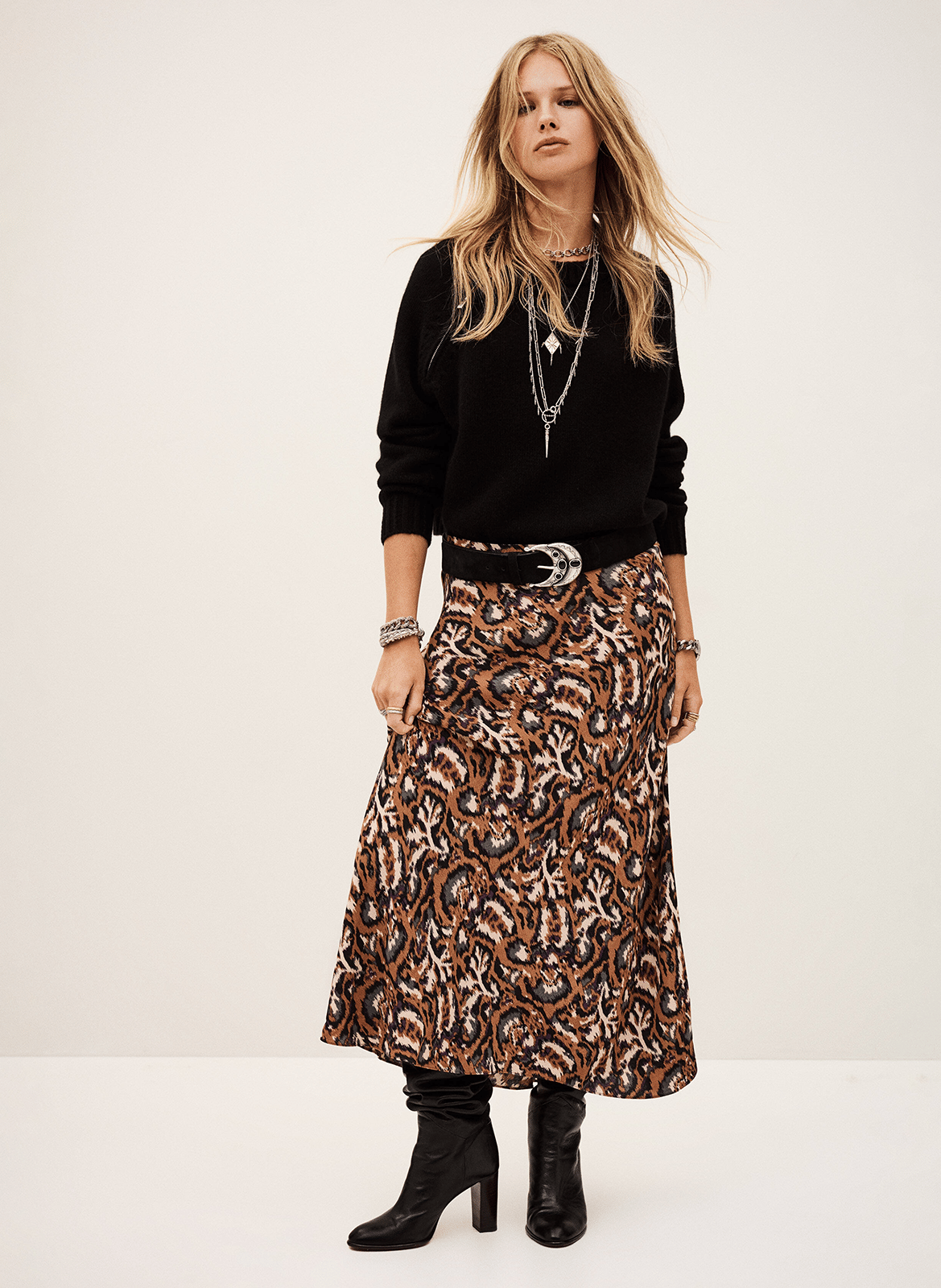 Jupe midi impimée onintia BA&SH Orange