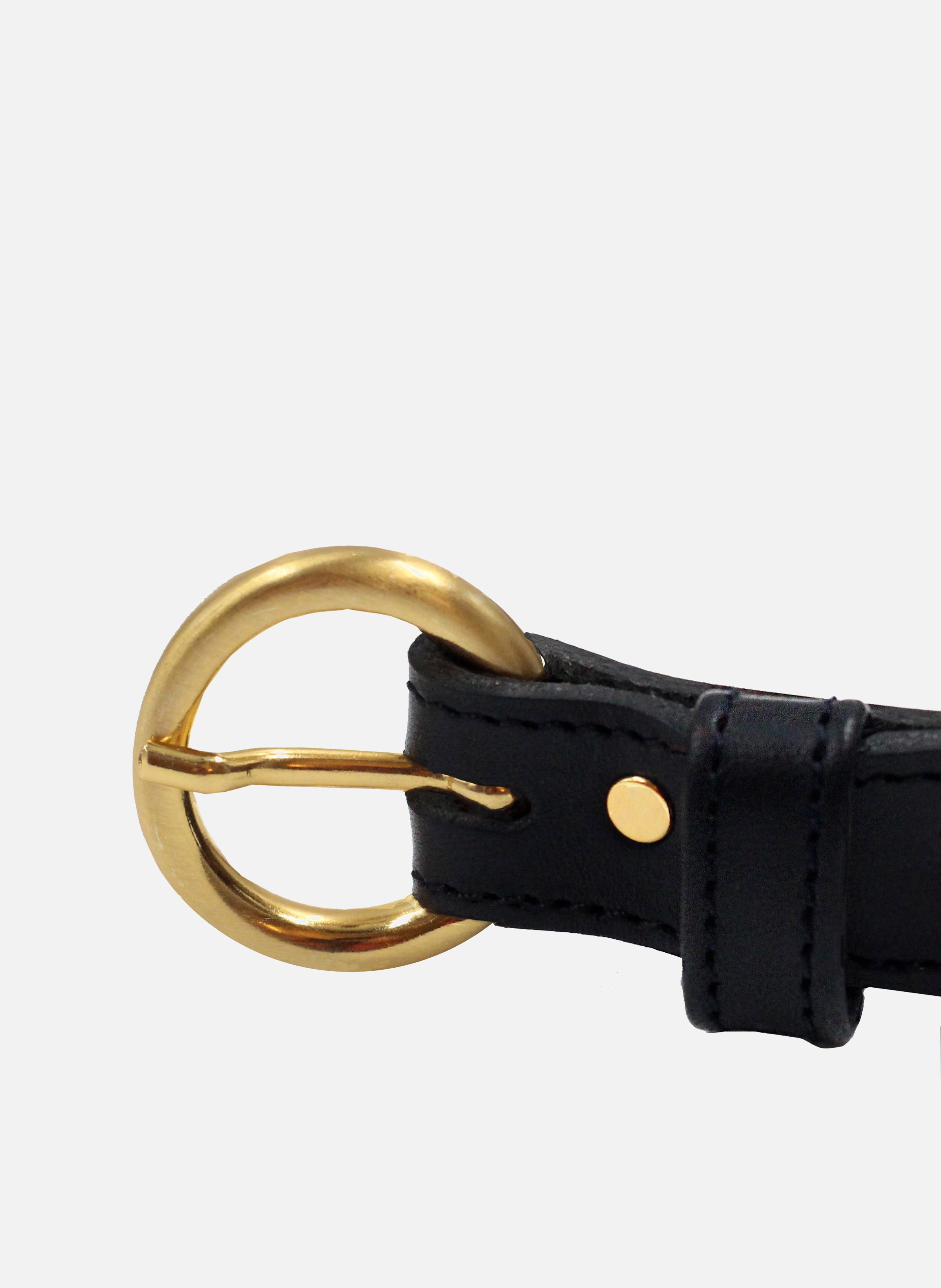 Ceinture boucle d'or cuir lisse JULES & JENN Noir