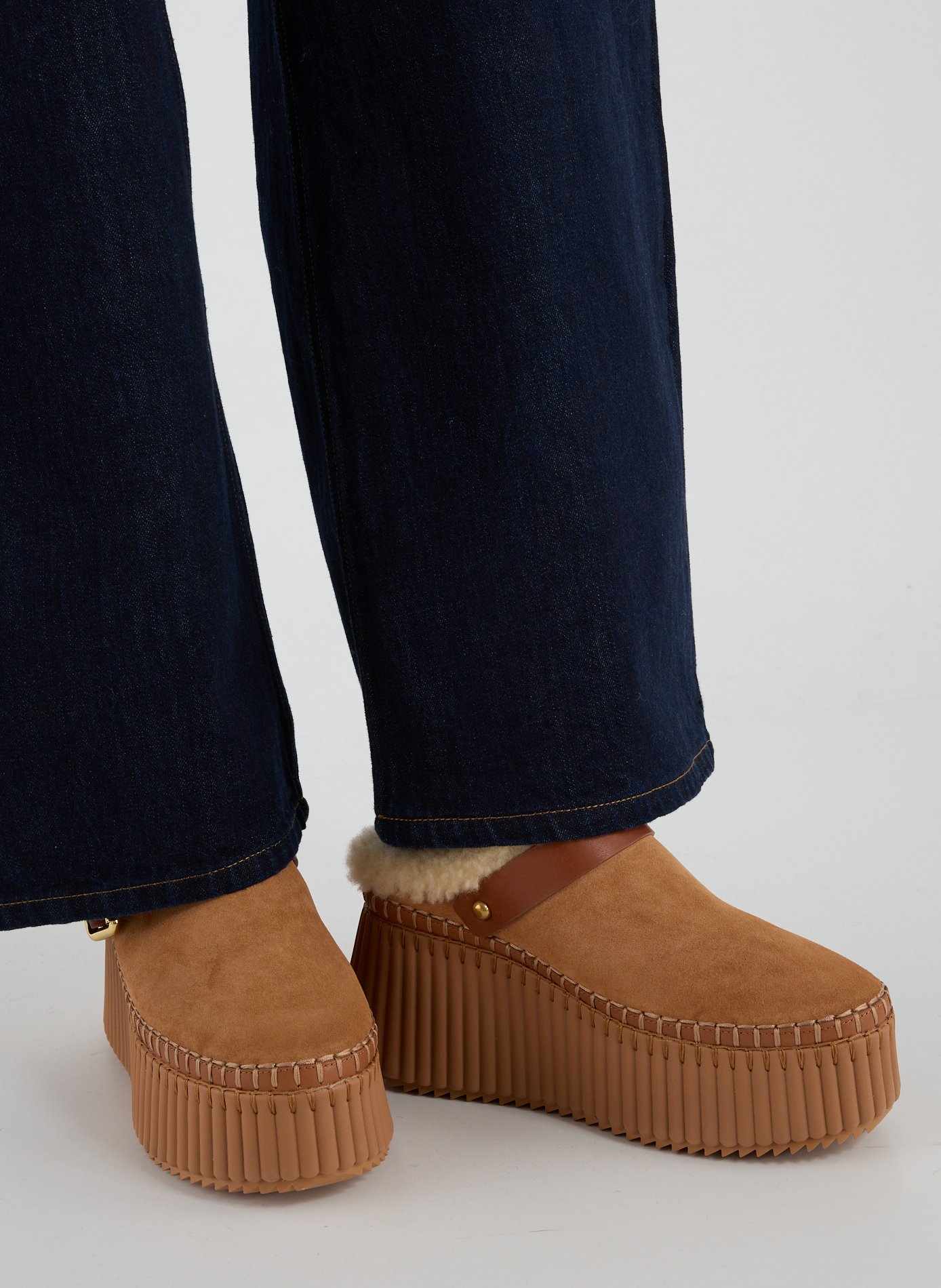 Boots compensées en cuir CHLOÉ Marron