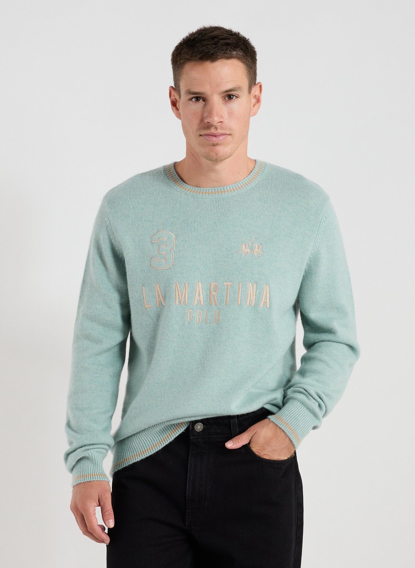 LA MARTINA Mixed linen sweater Grey