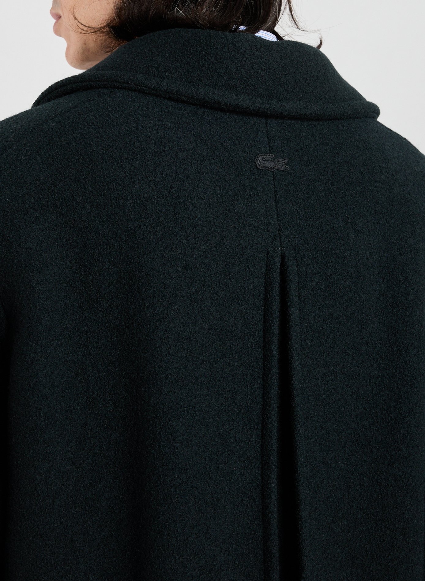 Wool cocoon coat with tailored collar LACOSTE Green