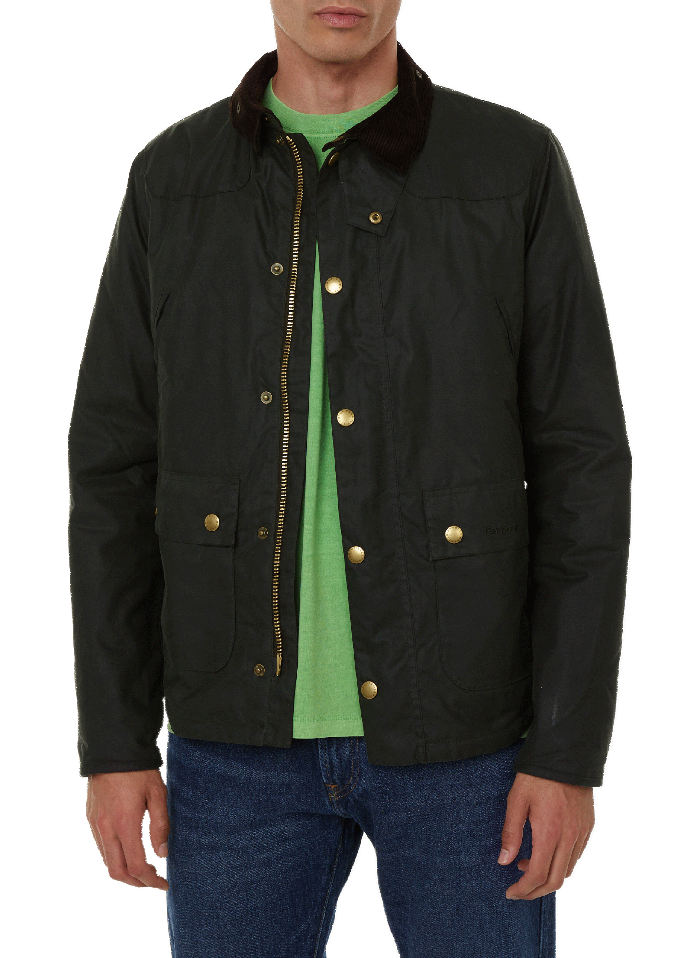 BARBOUR Blouson Reelin Wax en coton Vert