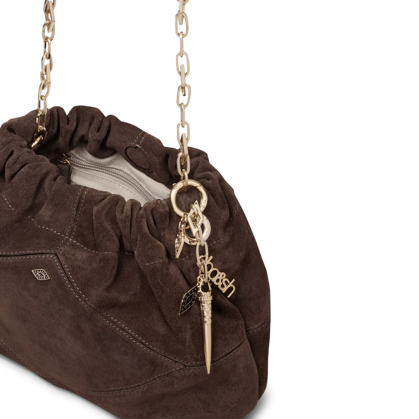 Sac porté épaule en cuir mini june tote BA&SH Marron