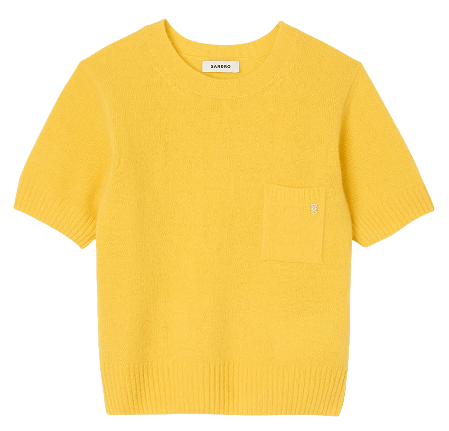 Pull col rond en laine SANDRO Jaune