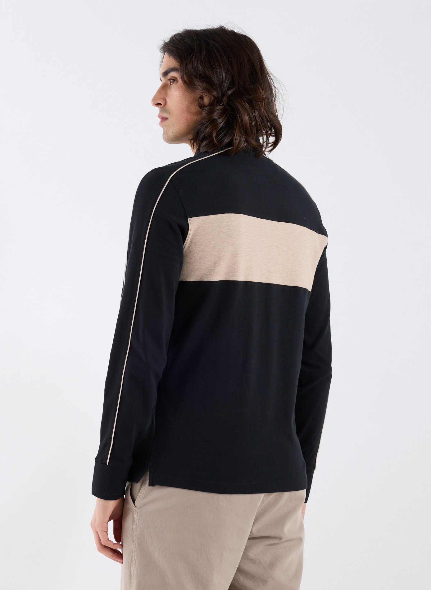 Long-sleeved polo shirt with logo EDEN PARK Black