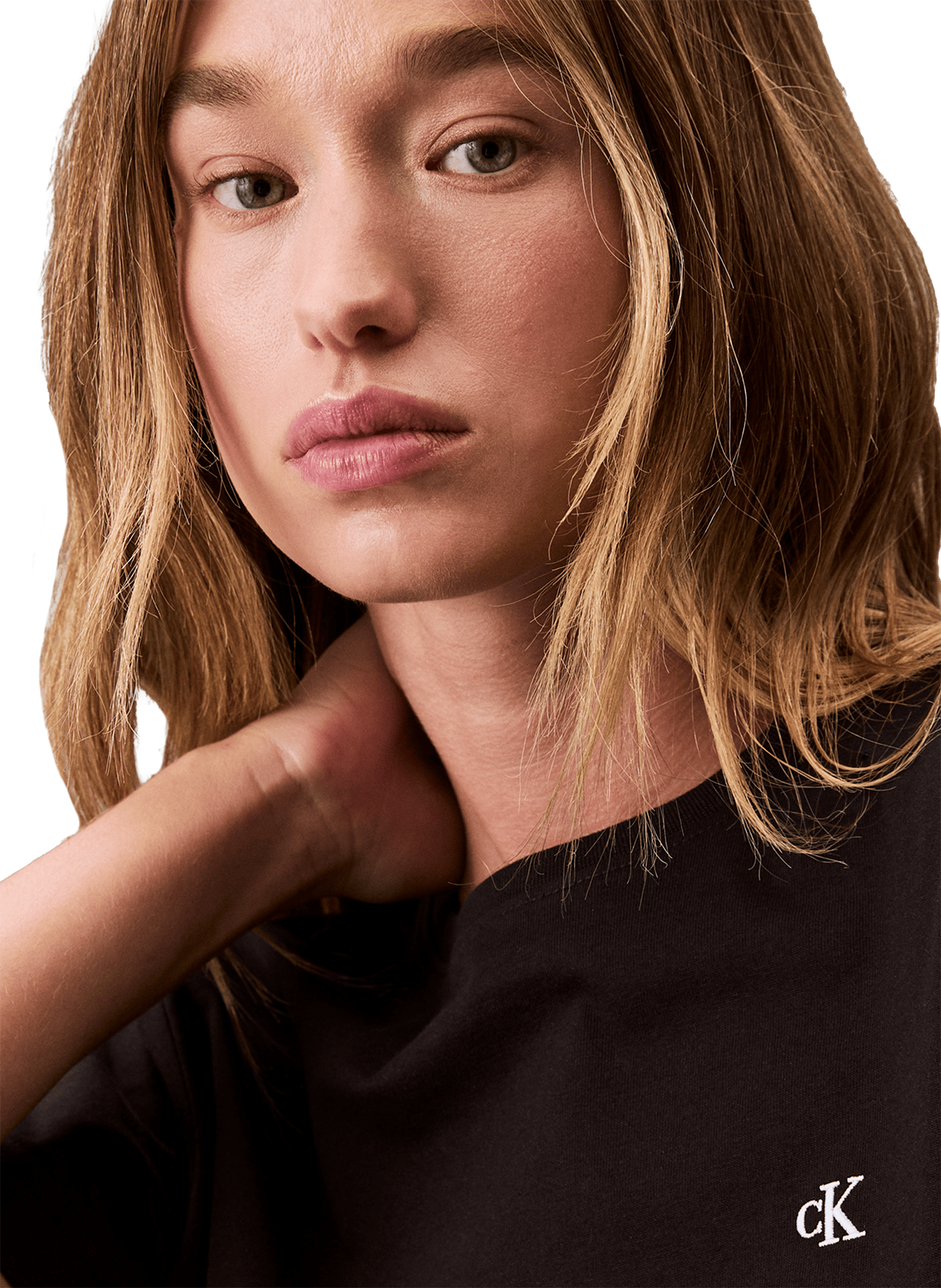 T-shirt à col rond en coton CALVIN KLEIN Noir