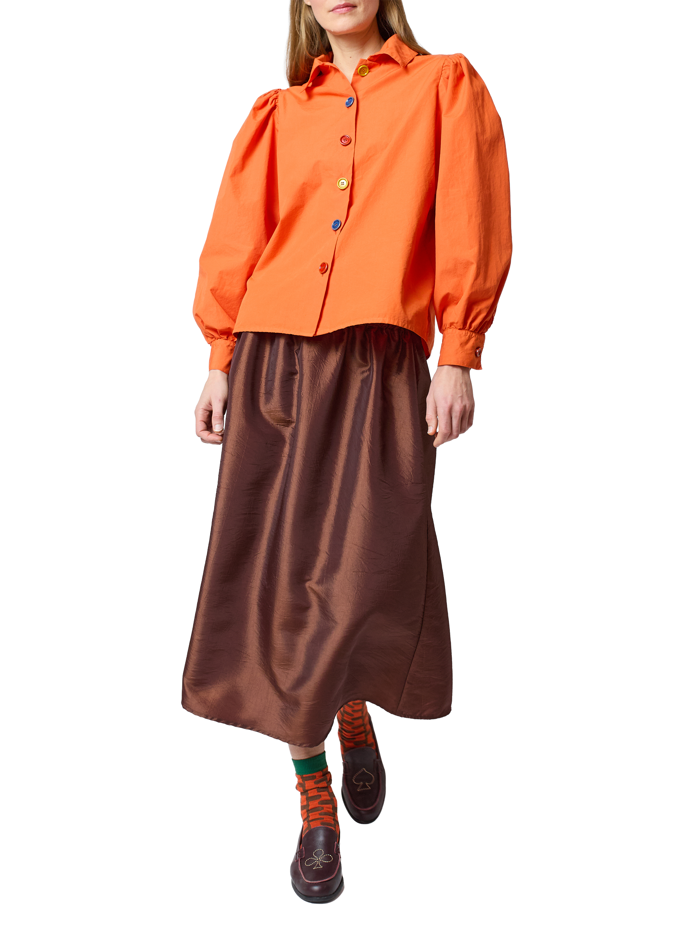 Chemise droite à col américain en coton BOBO CHOSES Orange