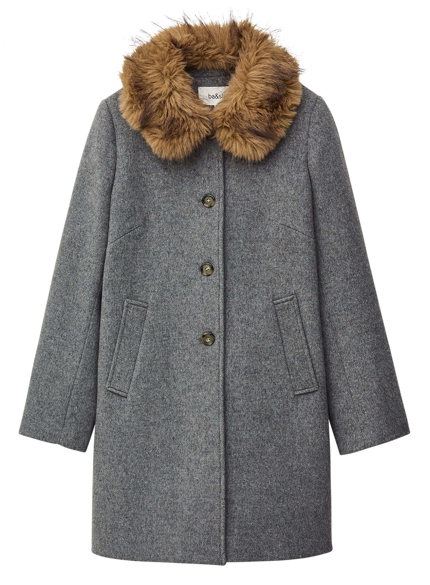 Manteau droit en laine mélangée talling BA&SH Gris