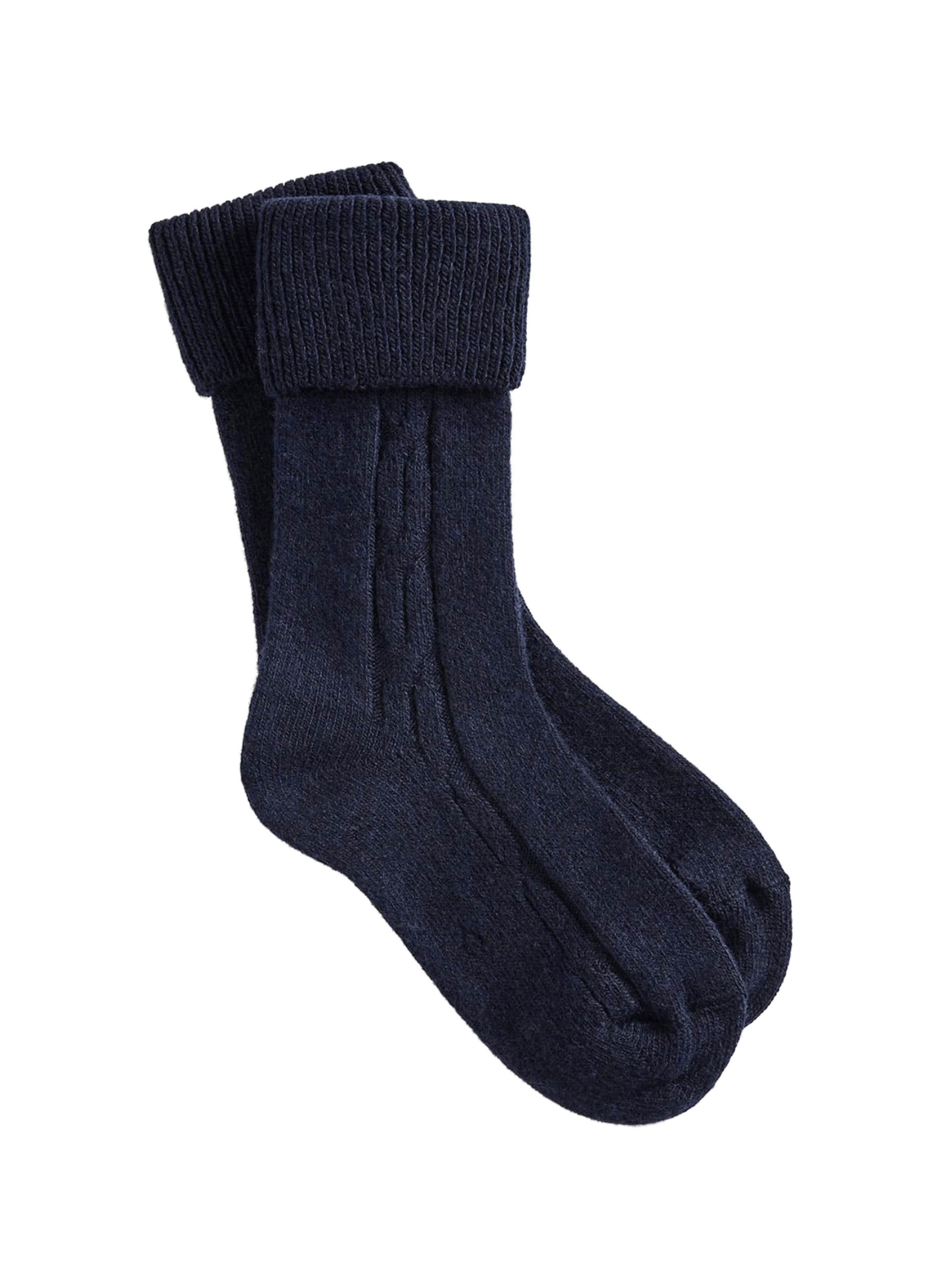 Chaussettes mi-hautes à revers en laine et cachemire mélangés LE BOURGET Bleu