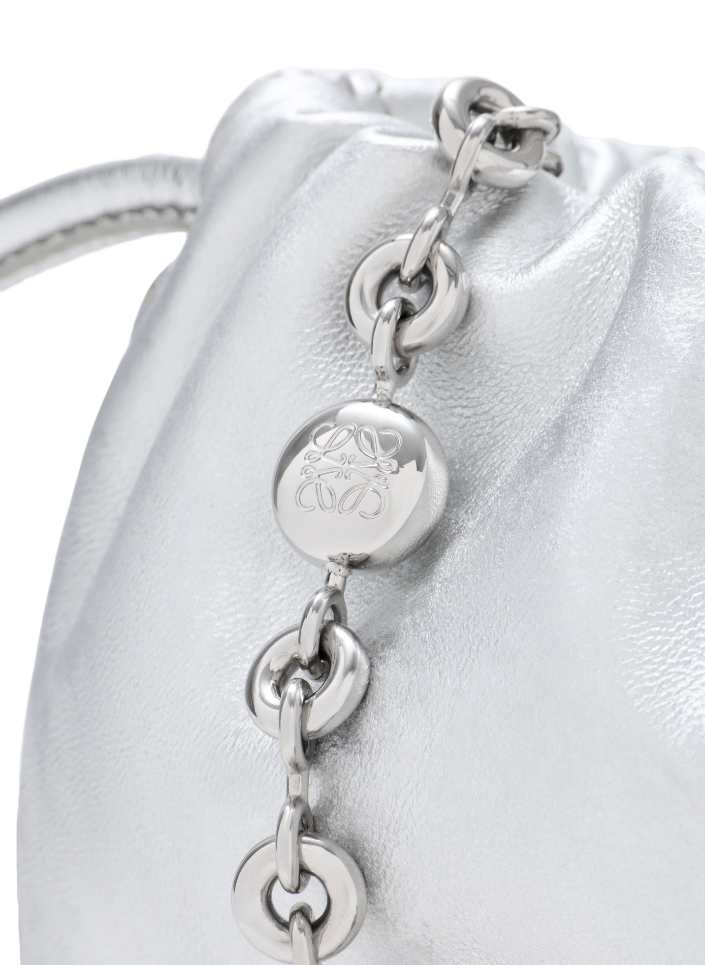 Mini Flamenco purse en cuir de veau à imprimé moiré LOEWE Argent