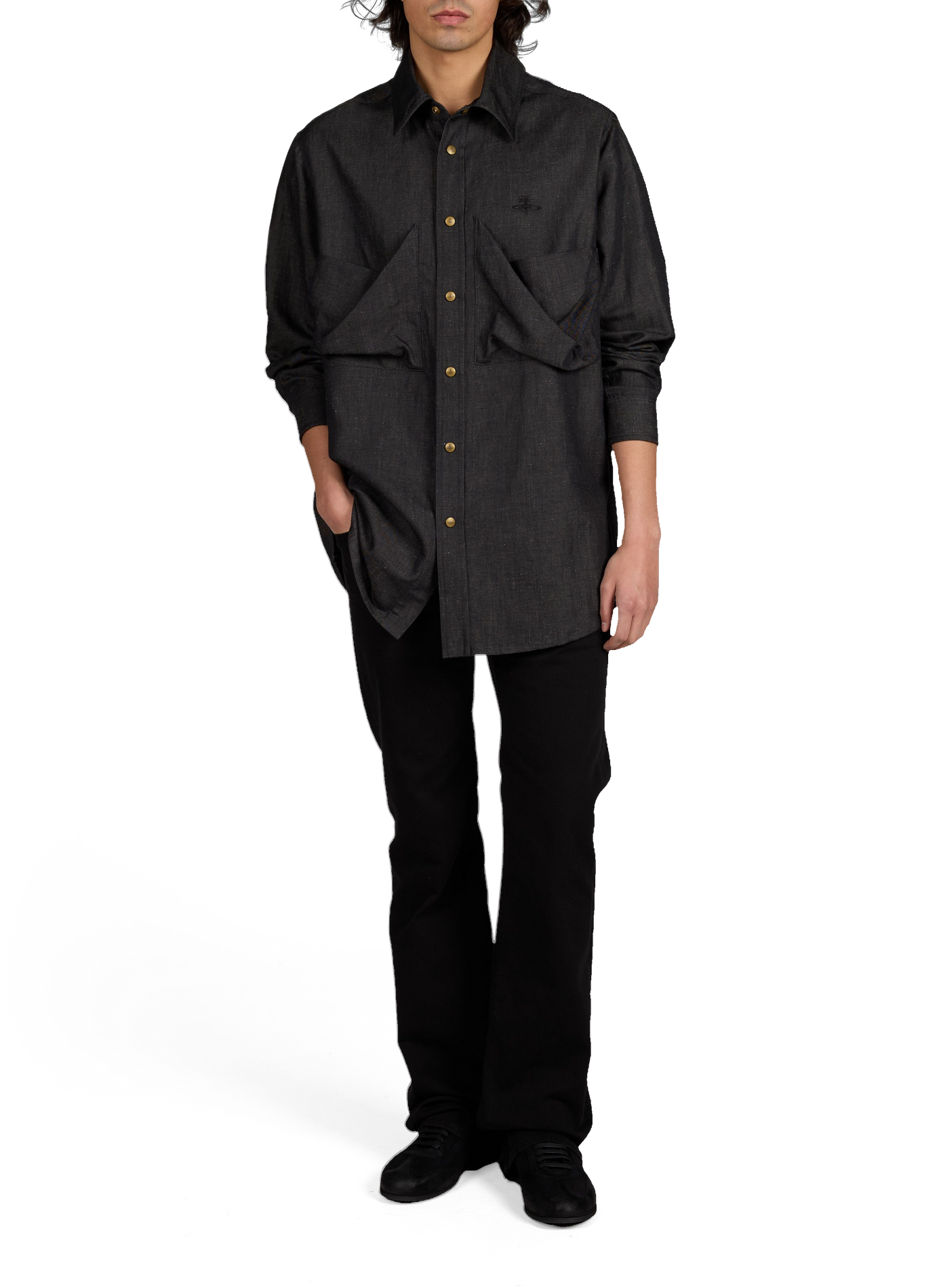 Achilles cotton and linen shirt VIVIENNE WESTWOOD Blue