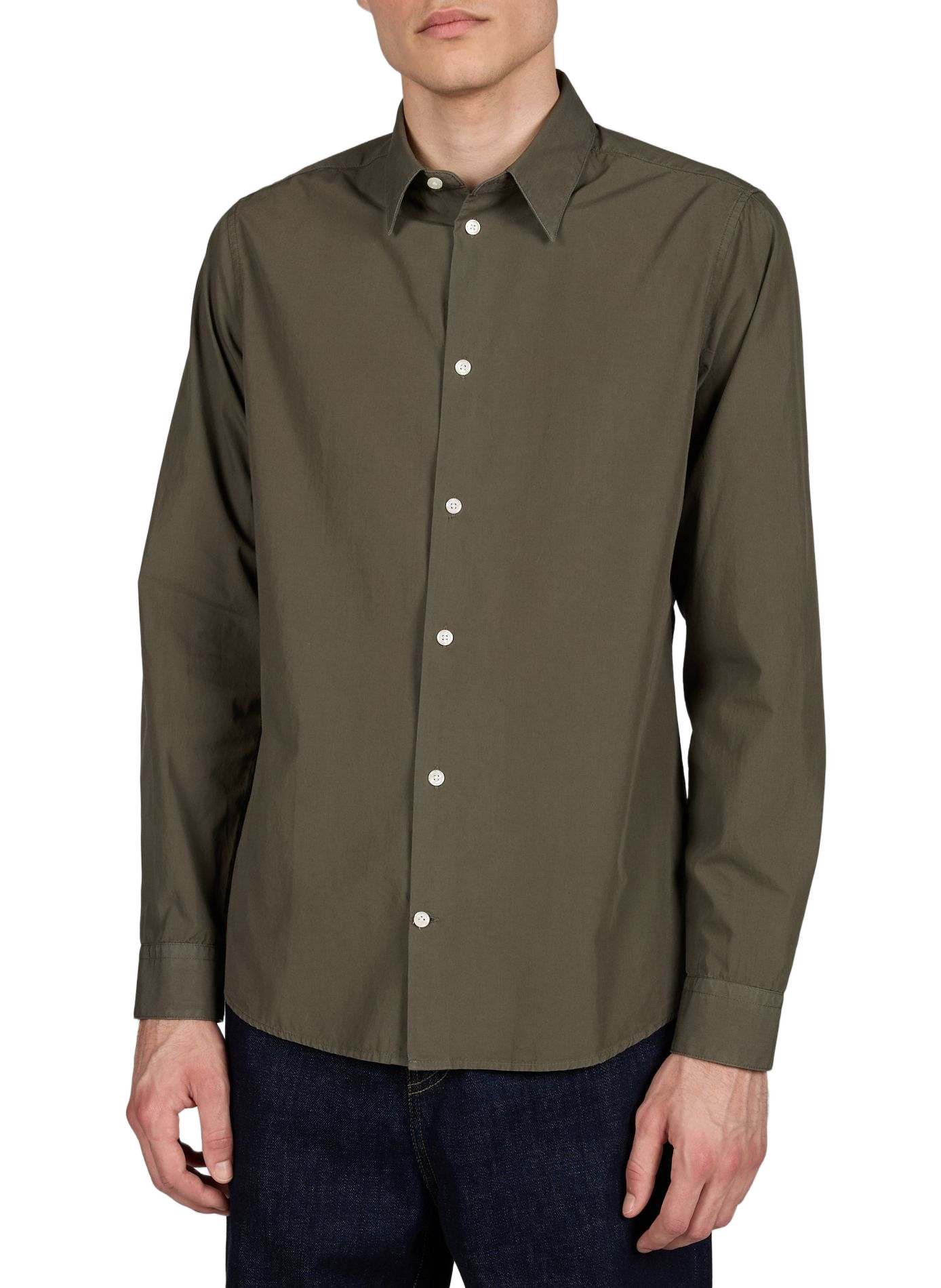 Straight classic collar shirt in cotton AU PRINTEMPS PARIS Khaki