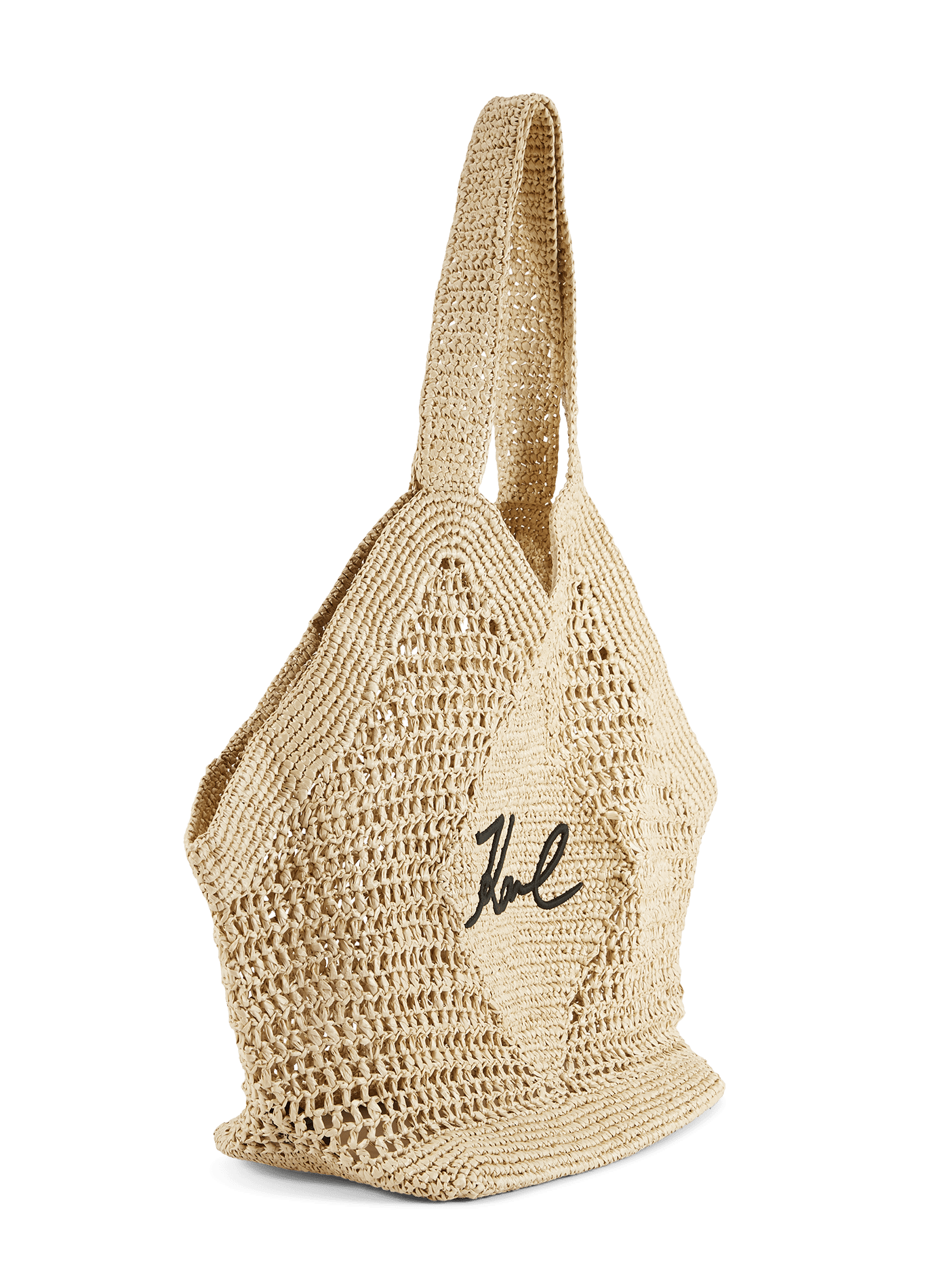 Raffia beach bag with logo KARL LAGERFELD Brown