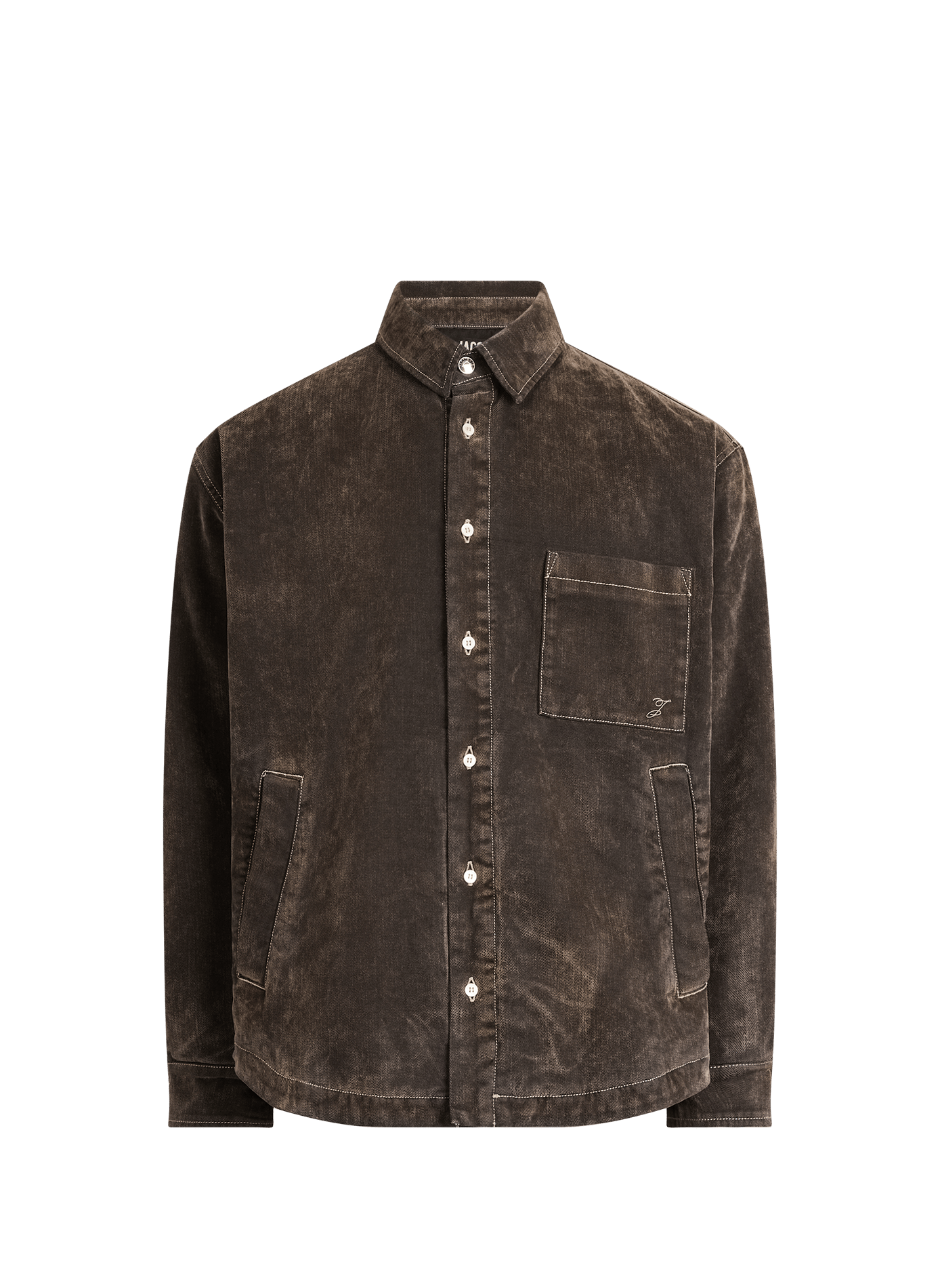 Surchemise ample col classique en jean délavé JACQUEMUS Kaki