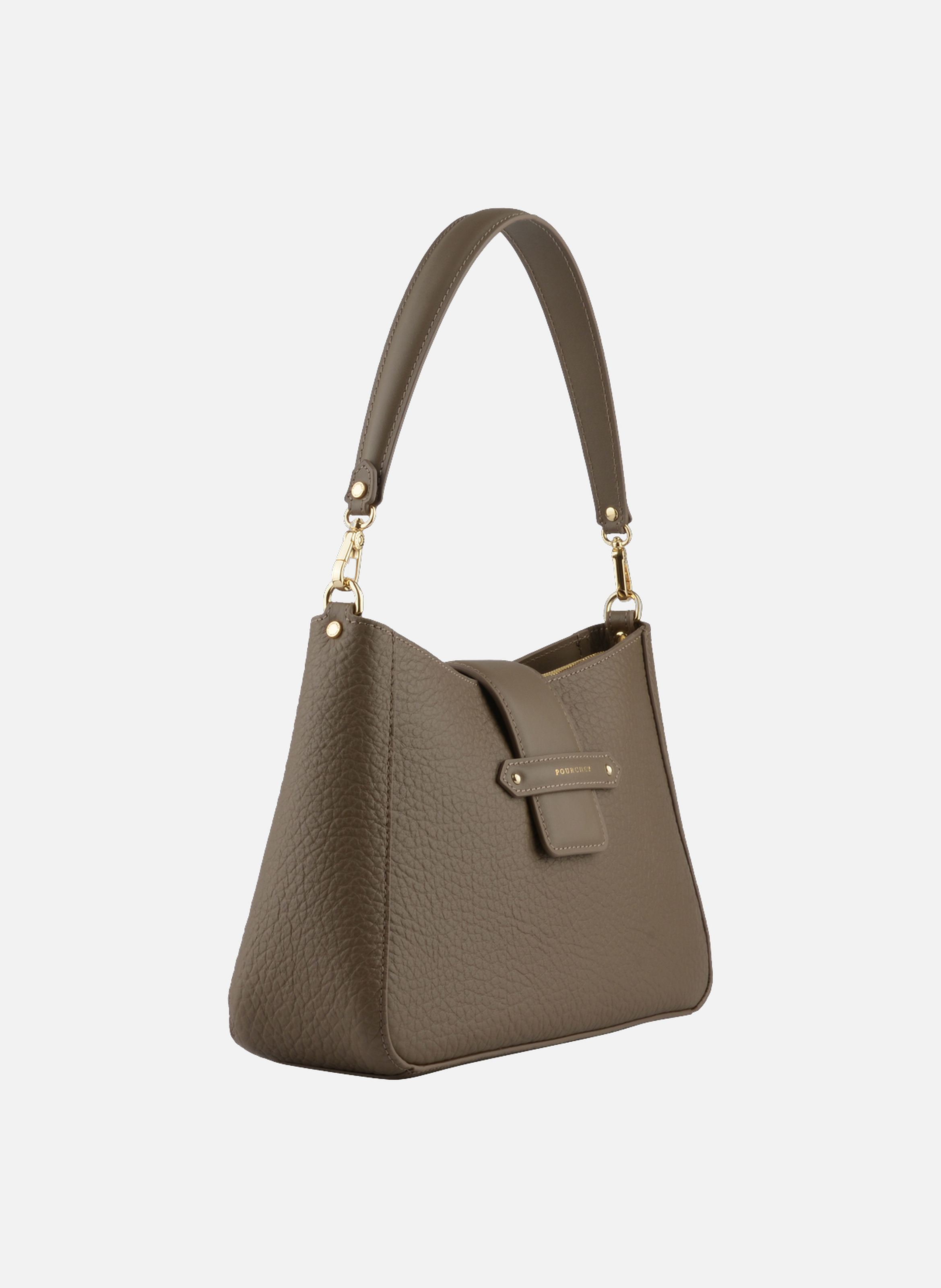 Fleuves | sac porté épaule gm en cuir de vachette POURCHET Gris