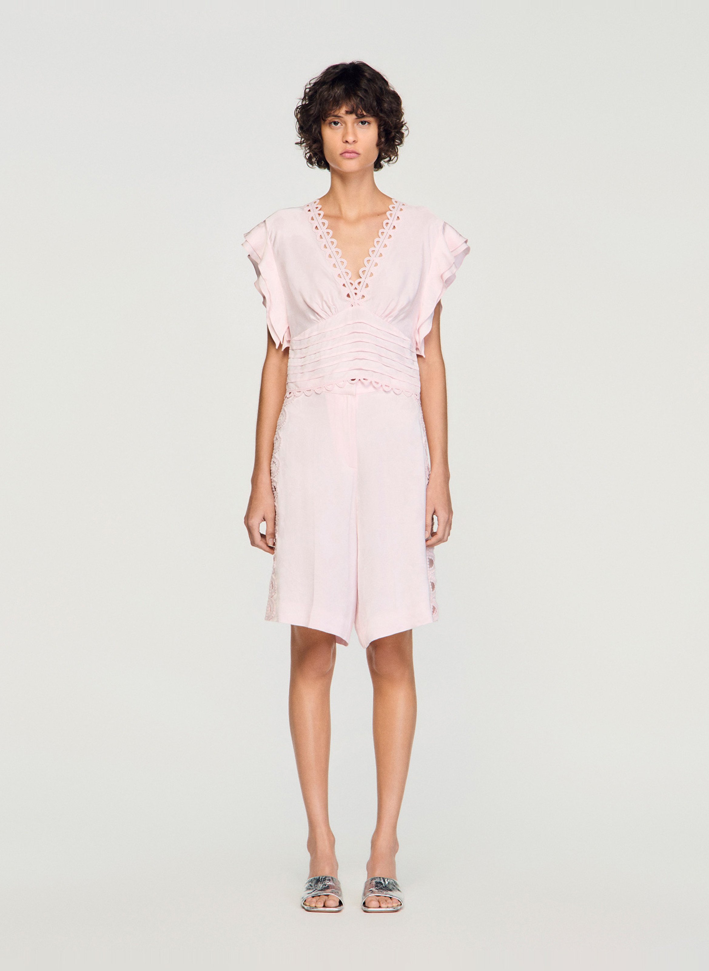 Bermuda en jacquard fleurs SANDRO Rose