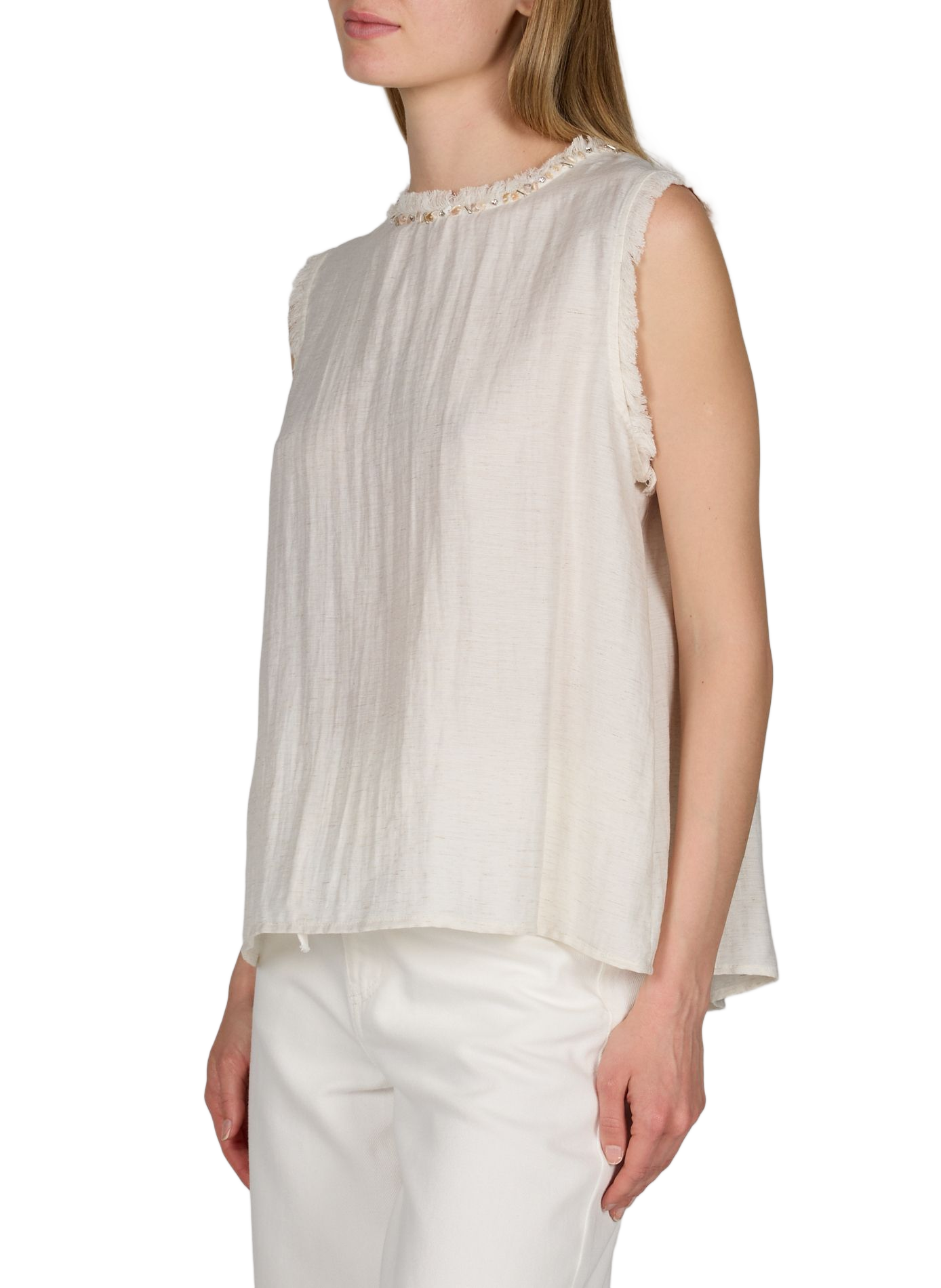 Top Lymera sans manches à broderies ARTLOVE Beige