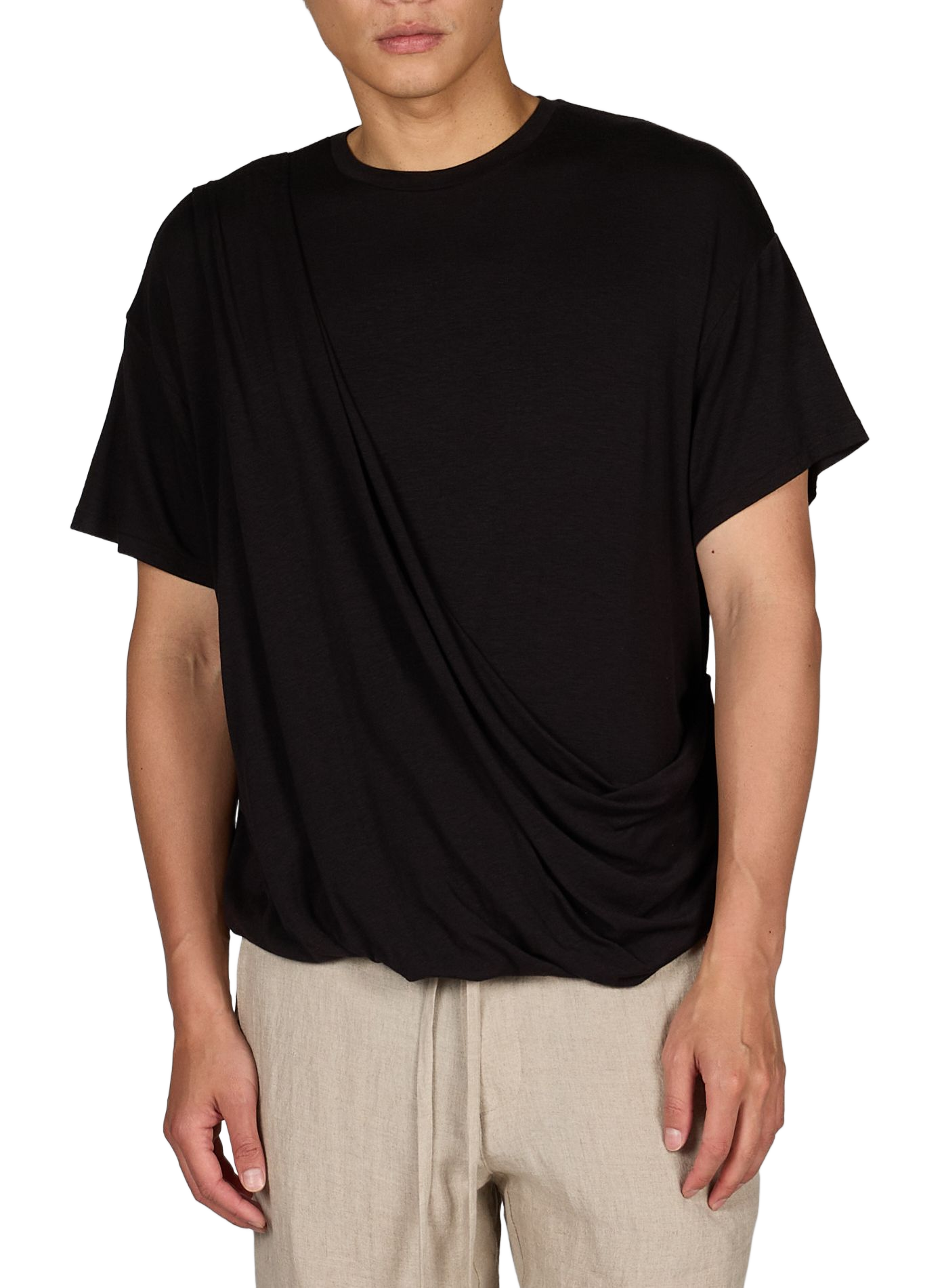 T-shirt drapé ample asymétrique POST ARCHIVE FACTION Noir