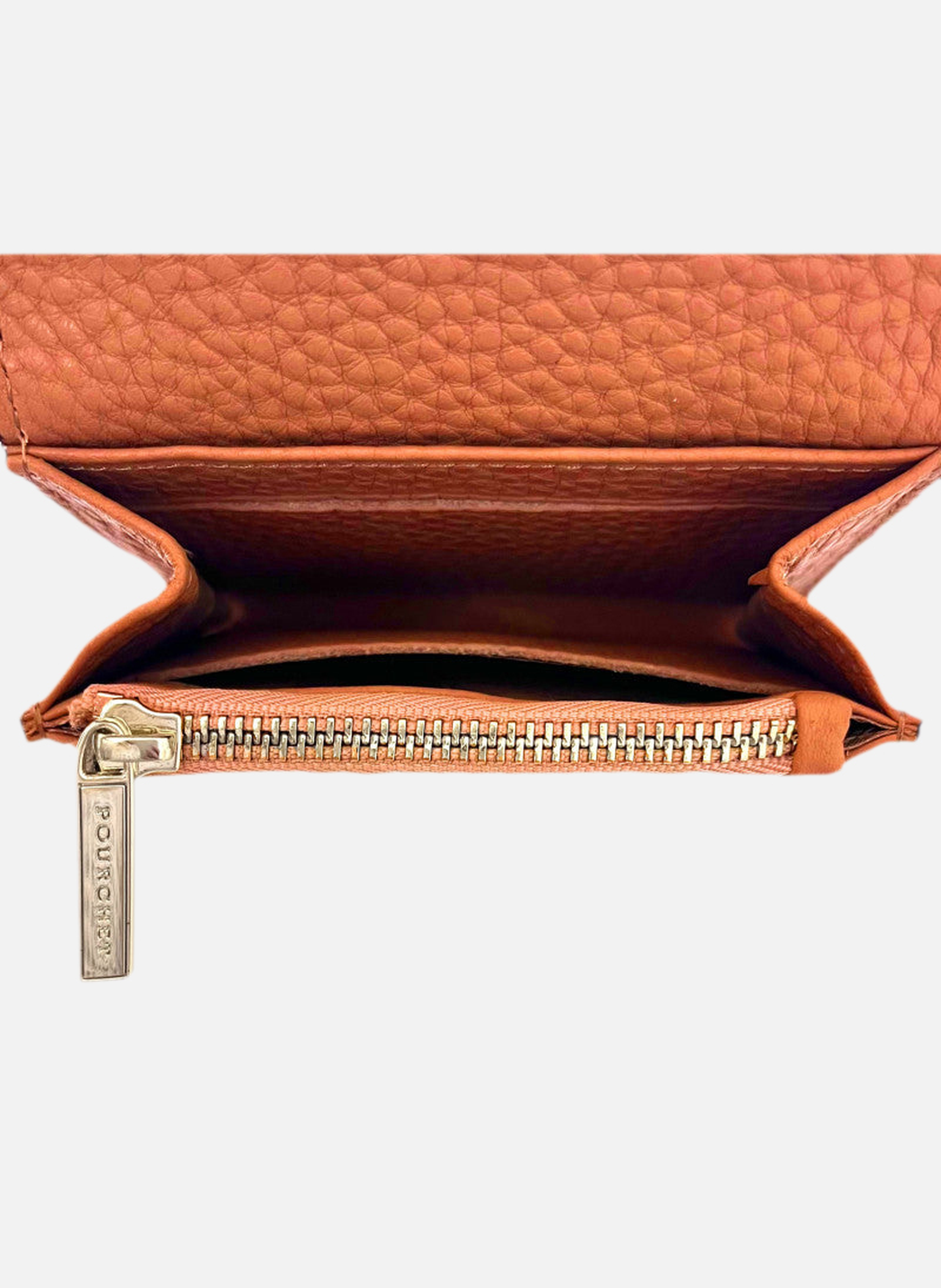 Club | porte-monnaie pm en cuir de veau | Orange POURCHET Femme