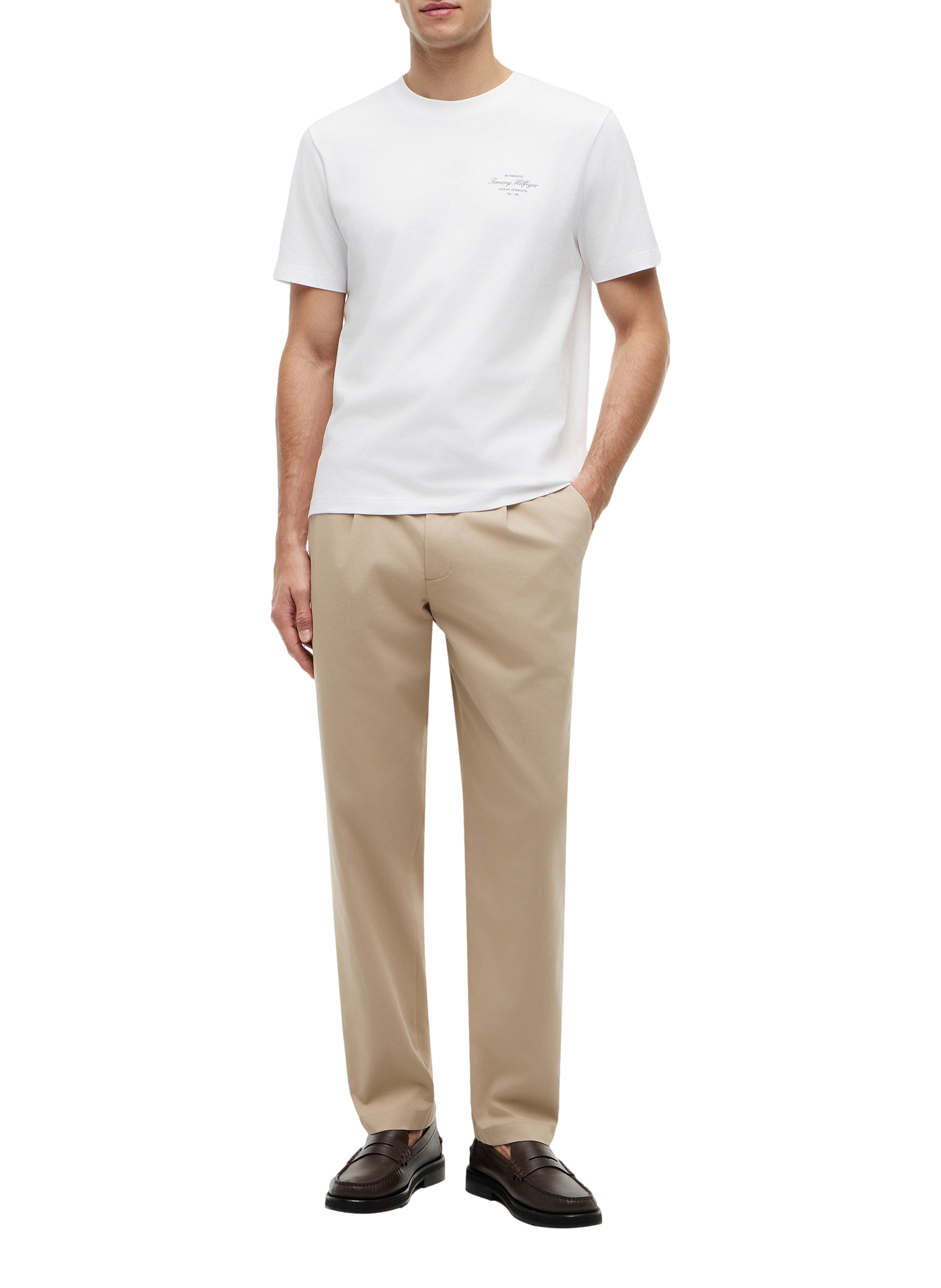 T-shirt droit imprimé en coton TOMMY HILFIGER Blanc