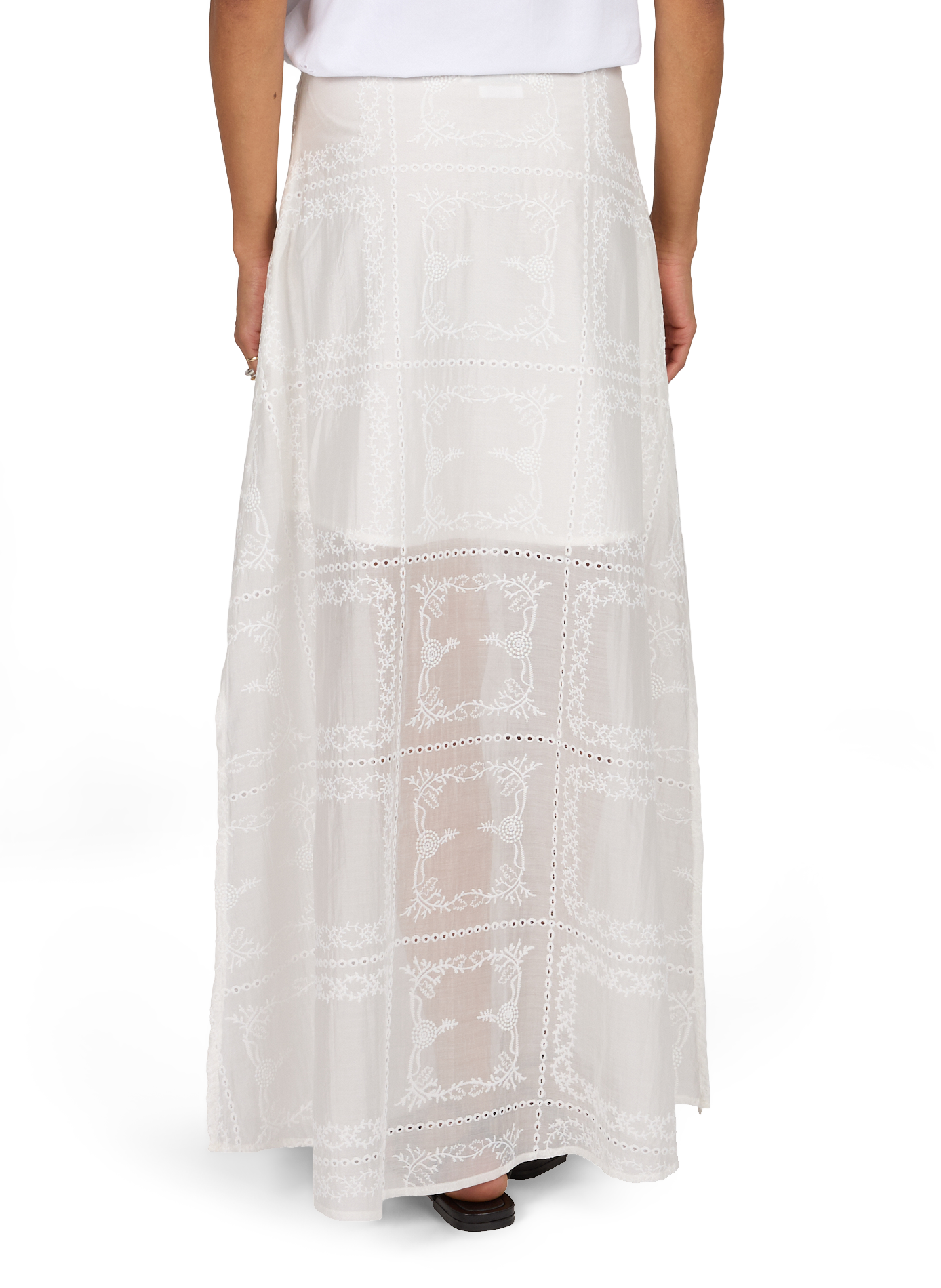 High-waisted embroidered skirt ROUGE EDIT Beige