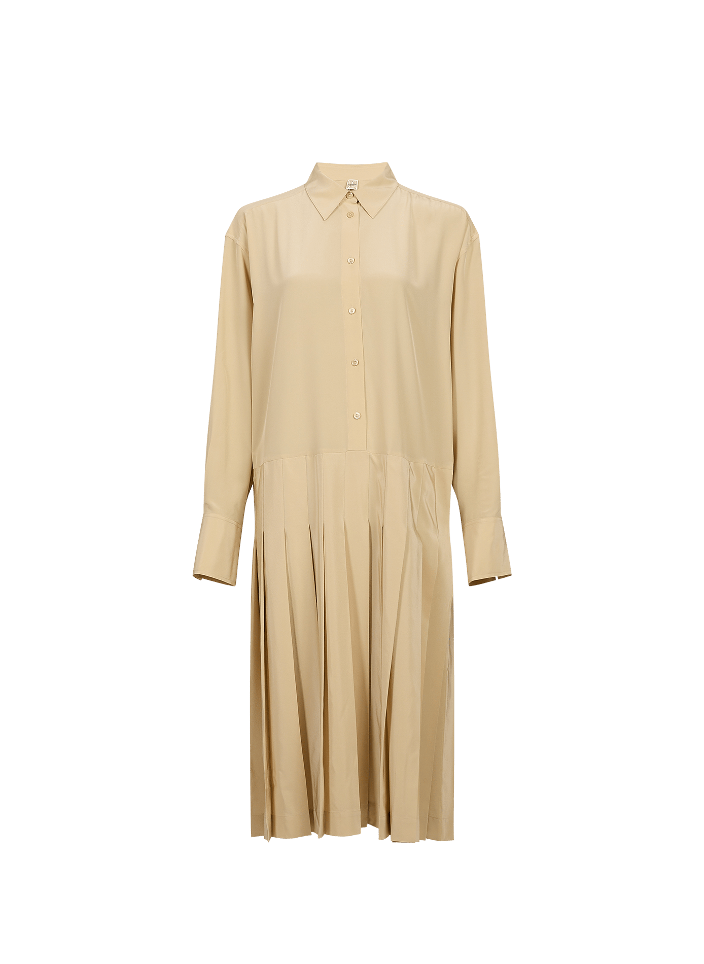 Robe-chemise plissée en soie TOTEME Beige
