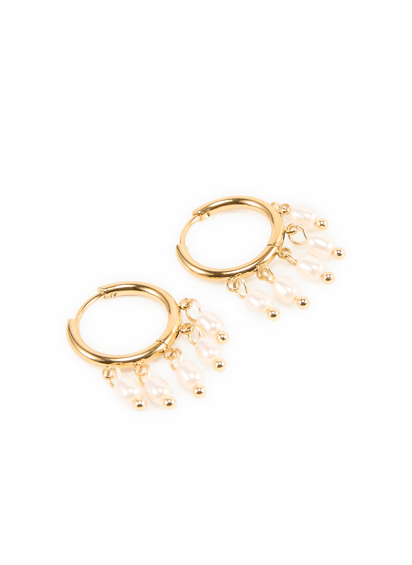 Boucles d'oreilles petites créoles à perles AU PRINTEMPS PARIS Beige