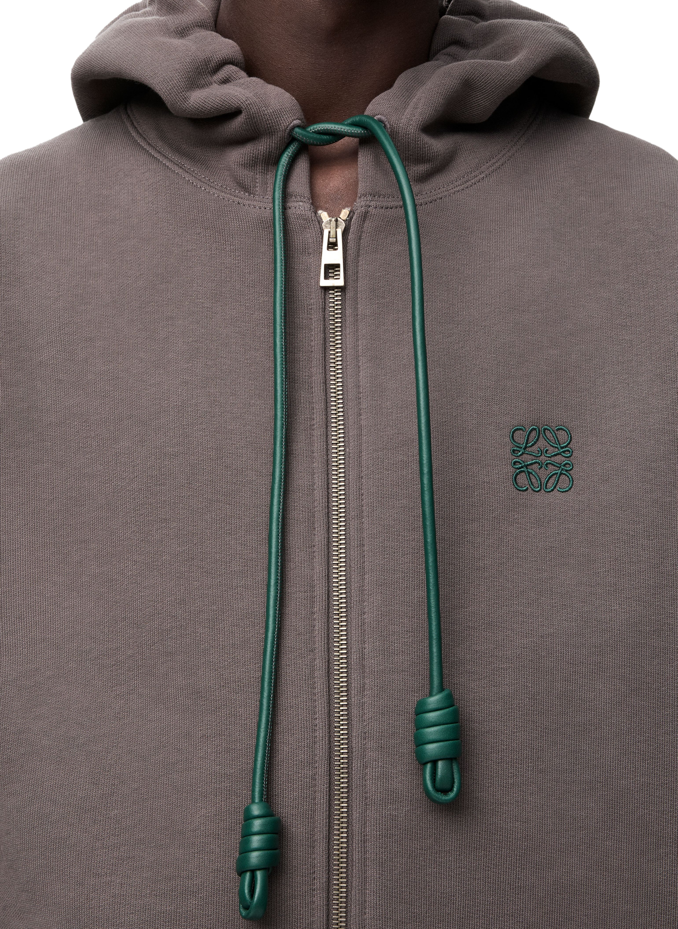 Kapuzen-Sweatshirt aus Baumwolle mit Reißverschluss LOEWE Grau