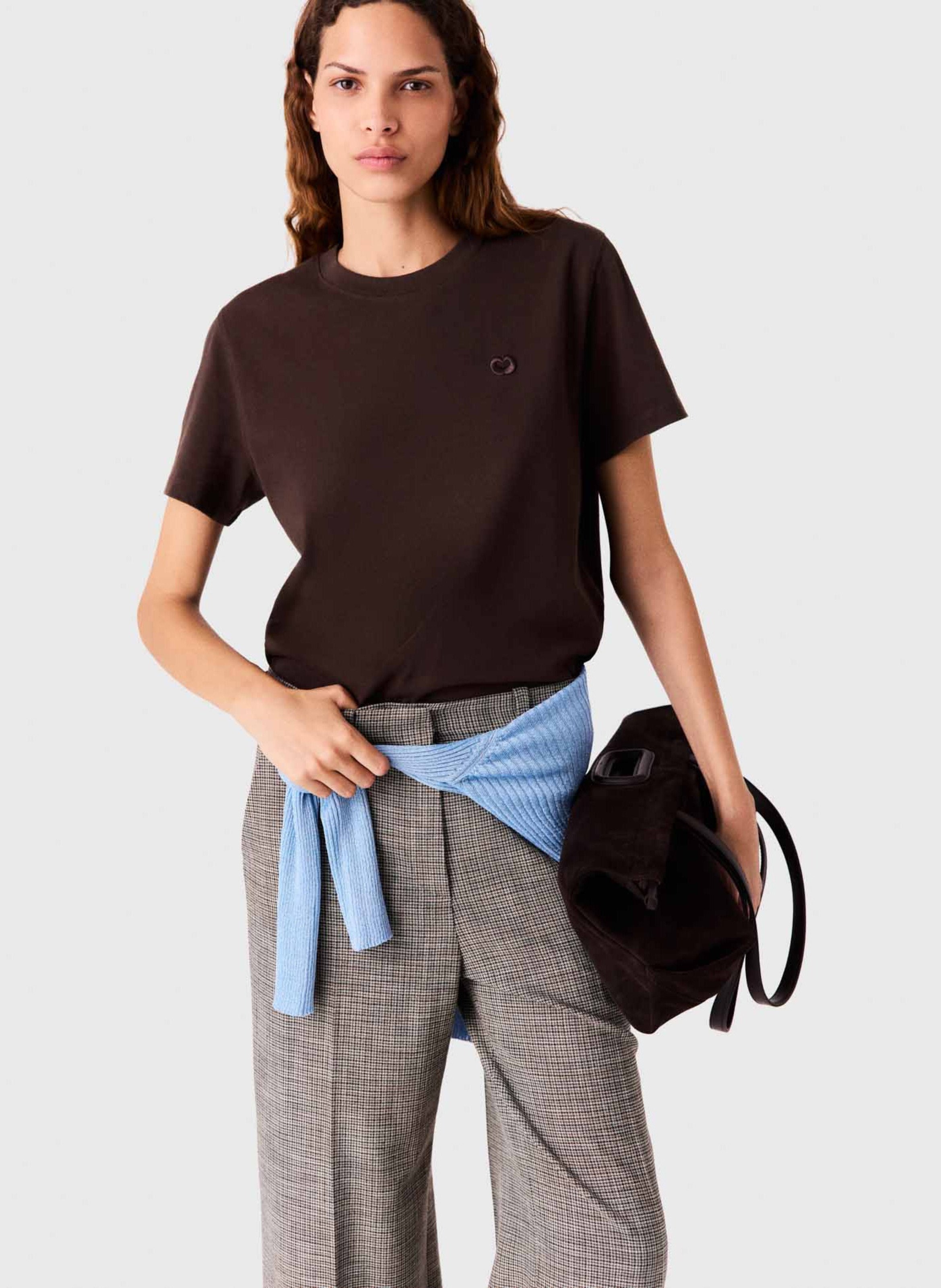 Tee-shirt manches courtes uni MAJE Marron