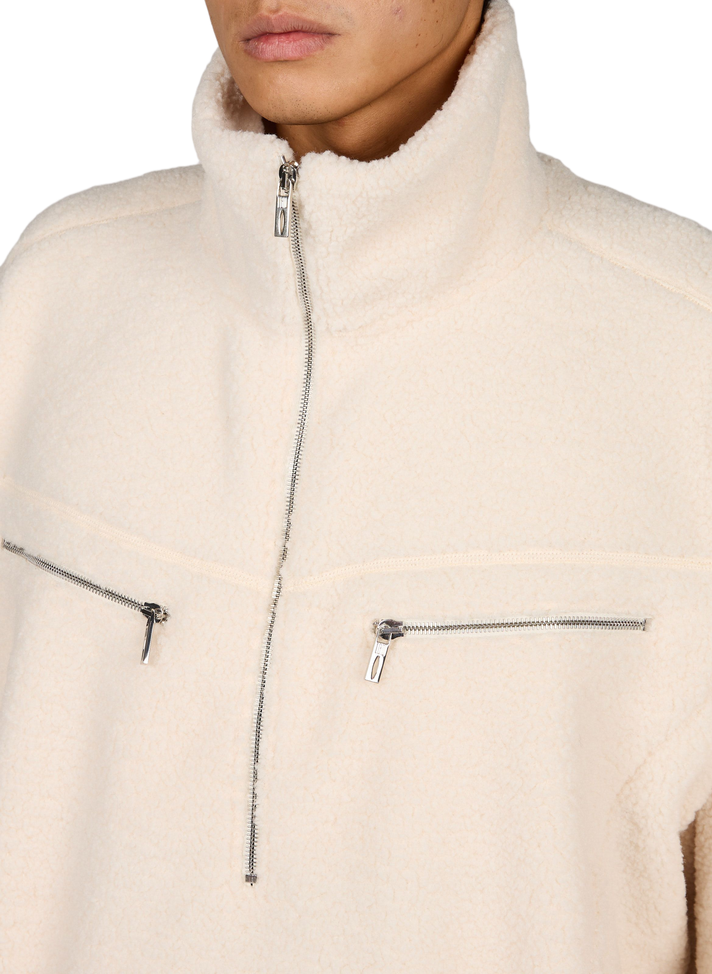 Oversized fluffy high-neck sweatshirt LOUIS GABRIEL NOUCHI Beige