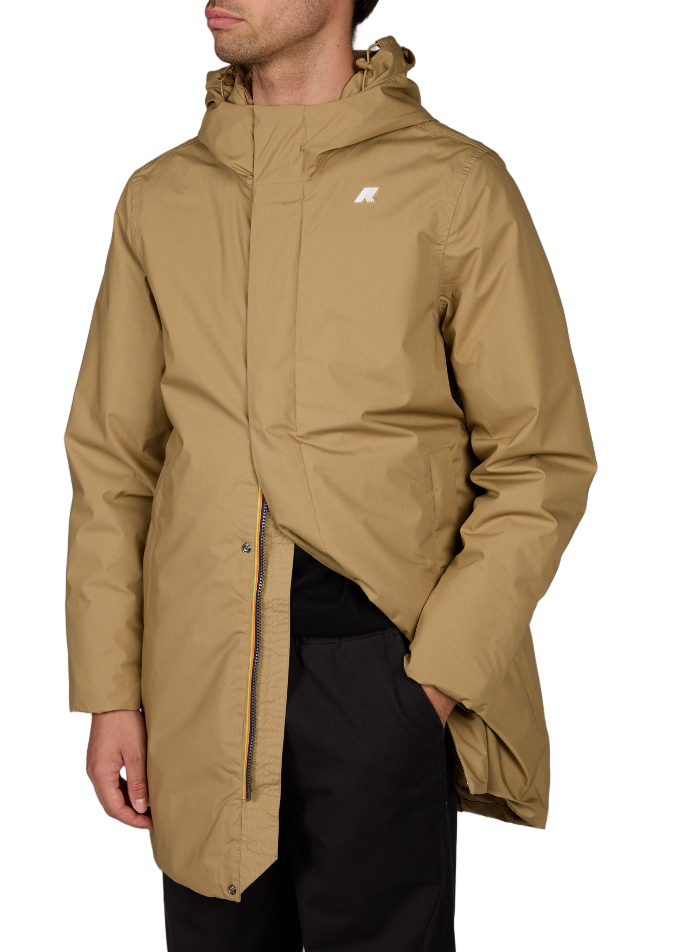 Parka droite en coton mélangé K-WAY Beige