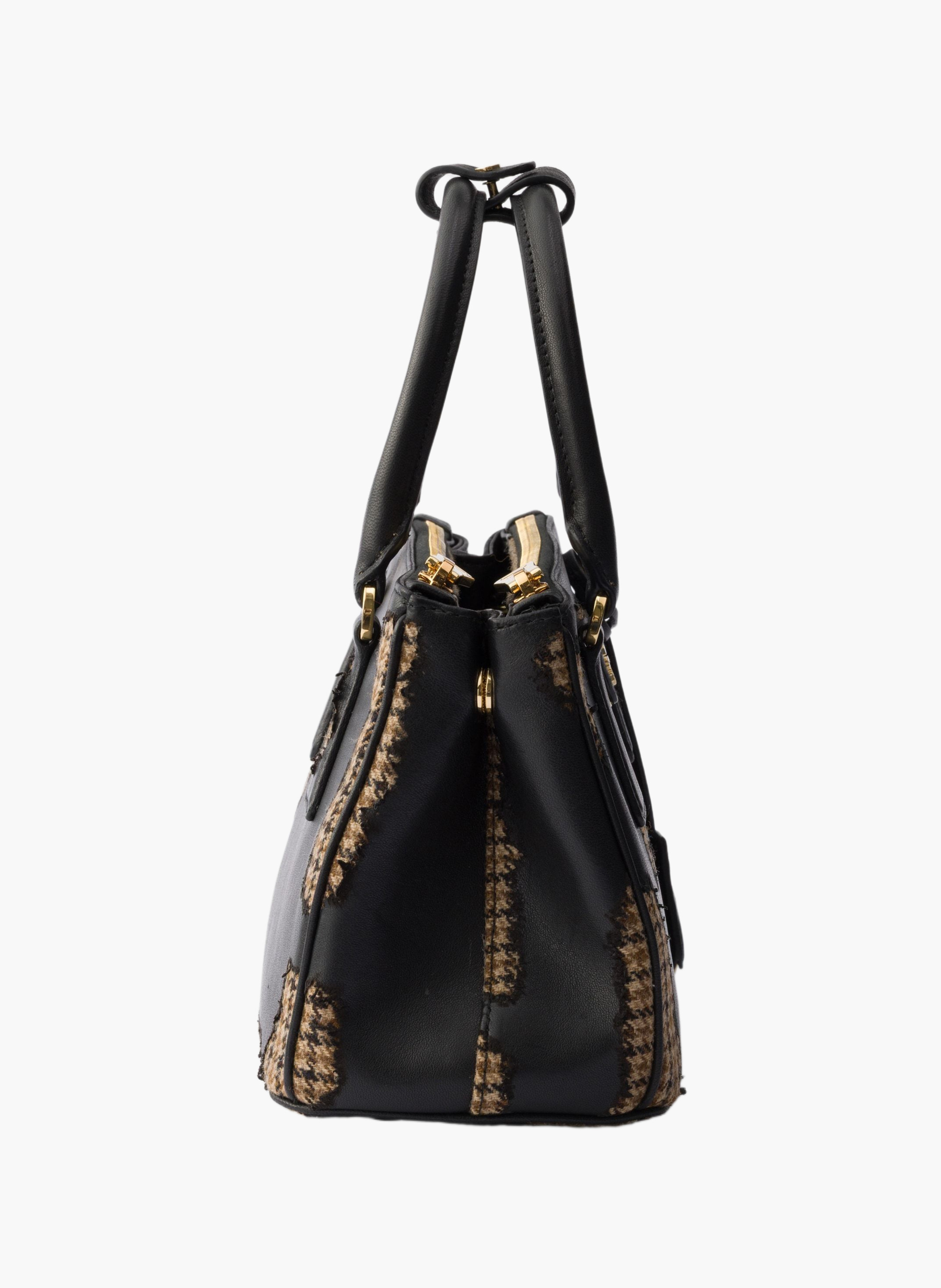 Grand sac prada galleria en cuir nappa et laine PRADA Noir