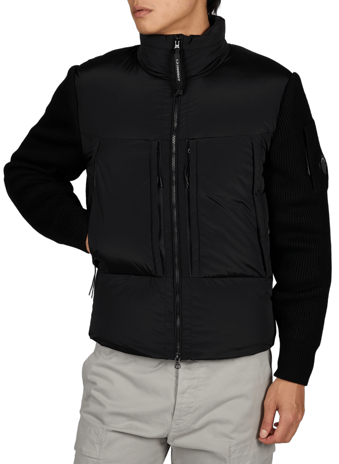 Bimateriaal jasje van merinowol CP COMPANY Zwart