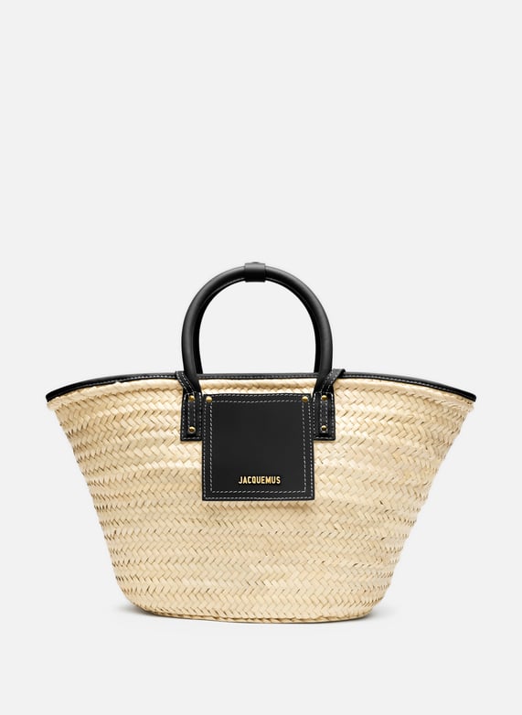 Black Le Panier Soli raffia bag