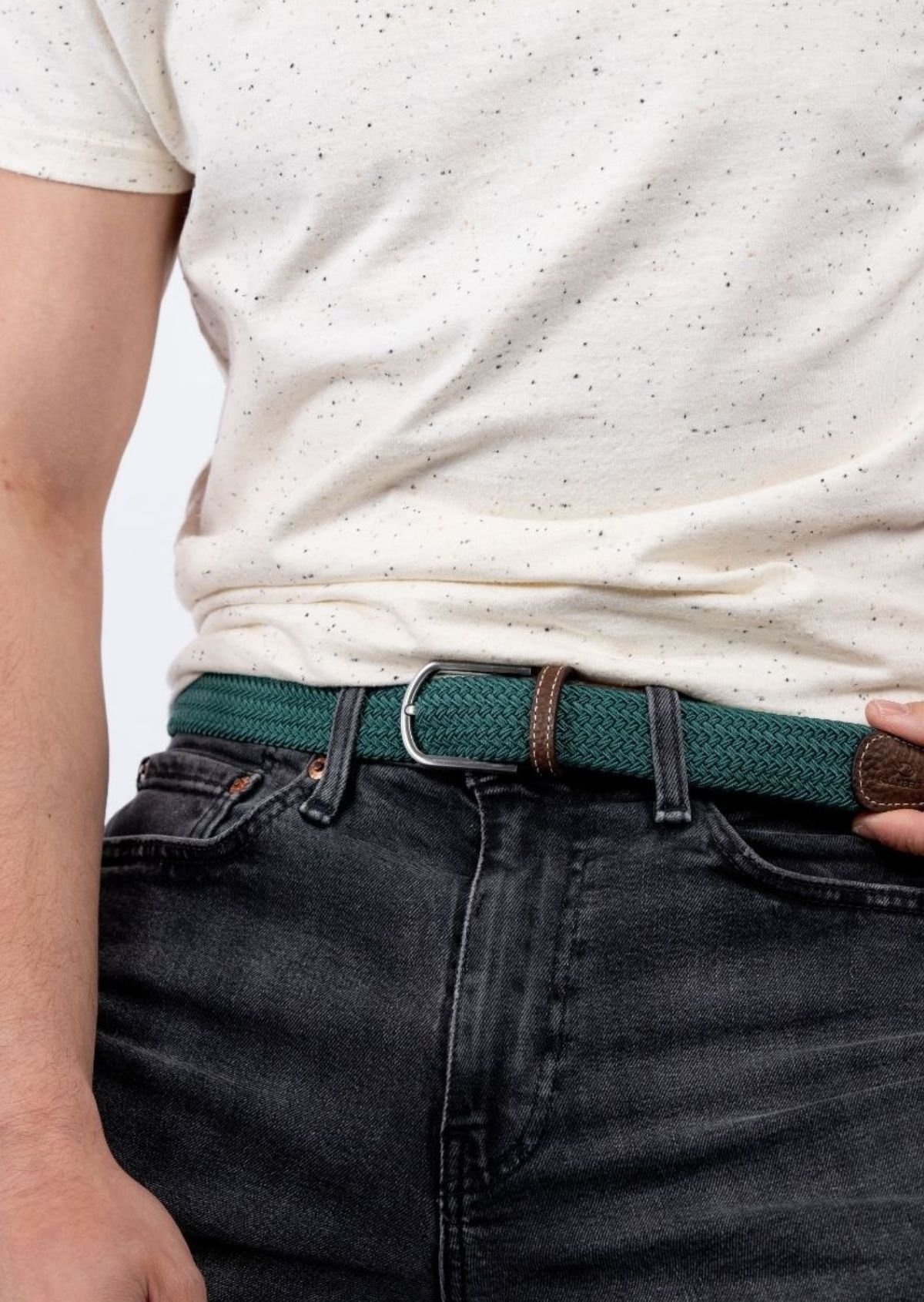 Ceinture tressée élastique unie BILLYBELT Vert