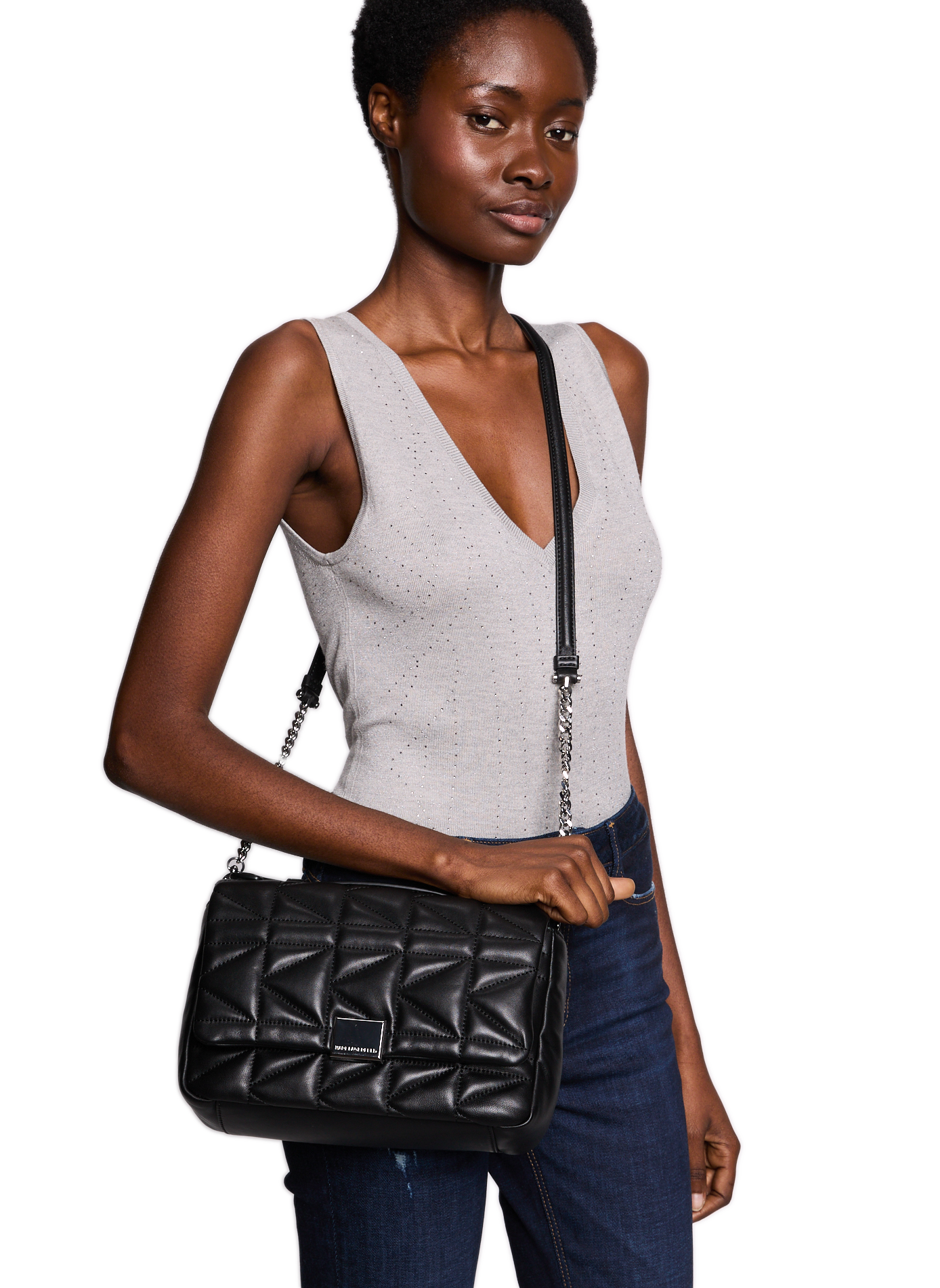 Sac à bandoulière matelassé  KARL LAGERFELD Noir