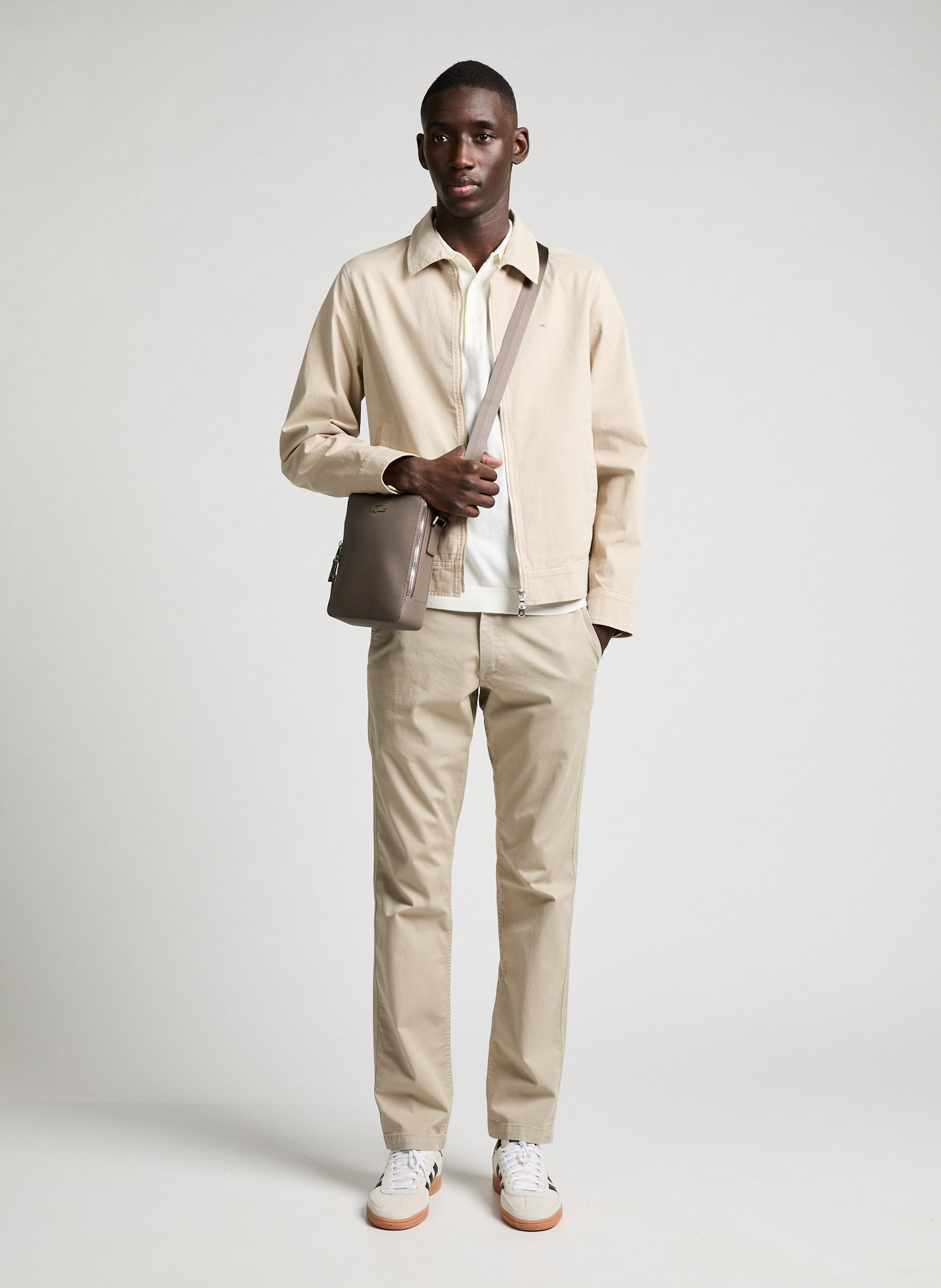 Sac à bandoulière en cuir LACOSTE Beige