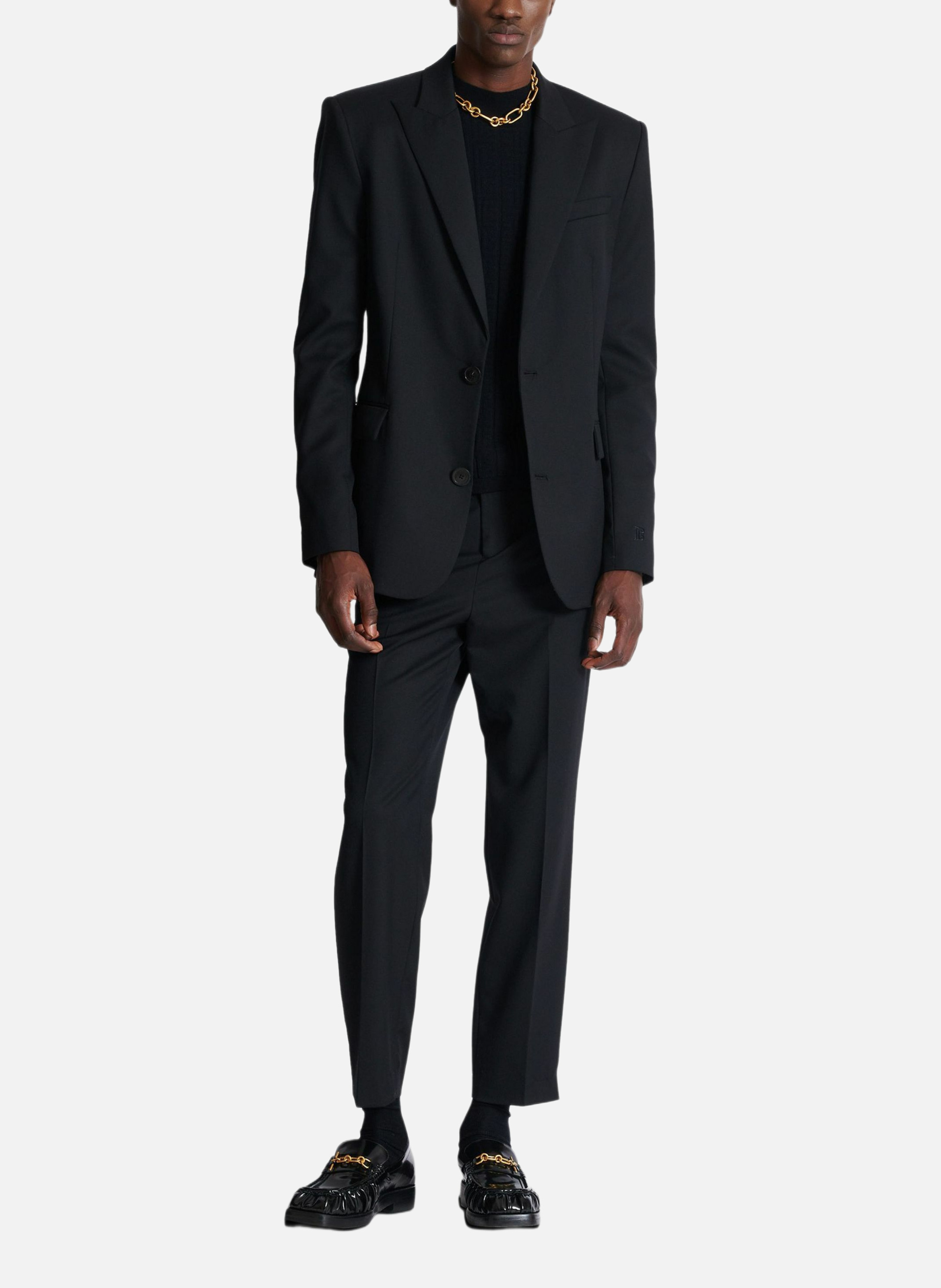 Pull pb en maille de coton et soie BALMAIN Noir