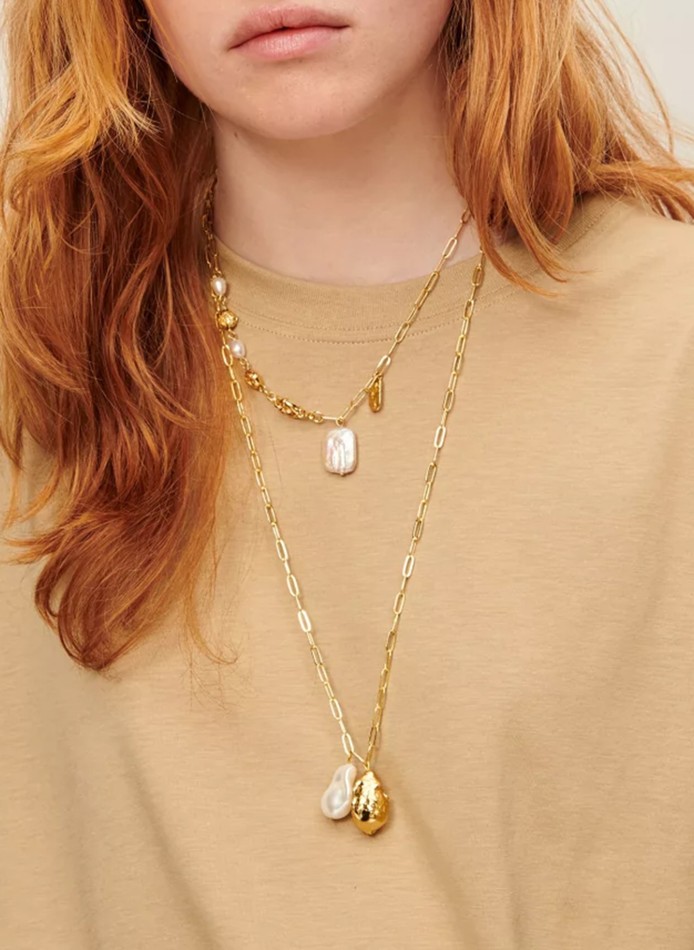 Collier en laiton recyclé mélangé choya pearl r SESSUN Doré