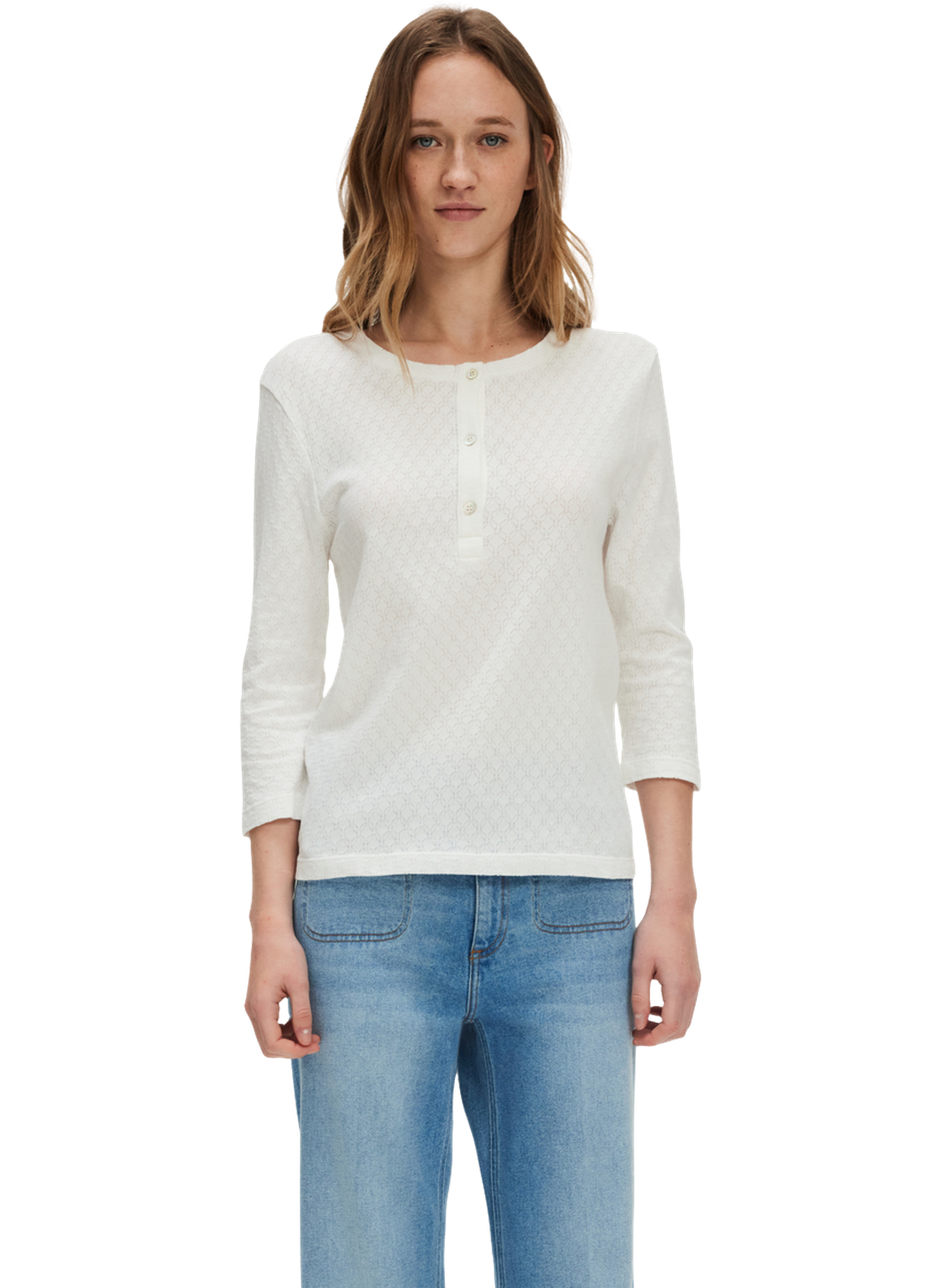 PABLO T-shirt fantaisie à boutons - grisilda Beige