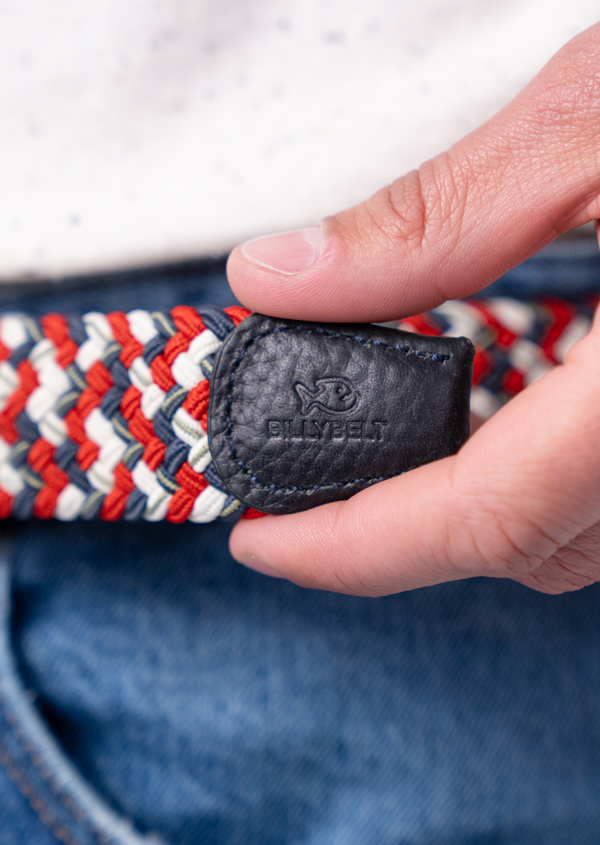 Ceinture tressée élastique multicolore BILLYBELT Rouge