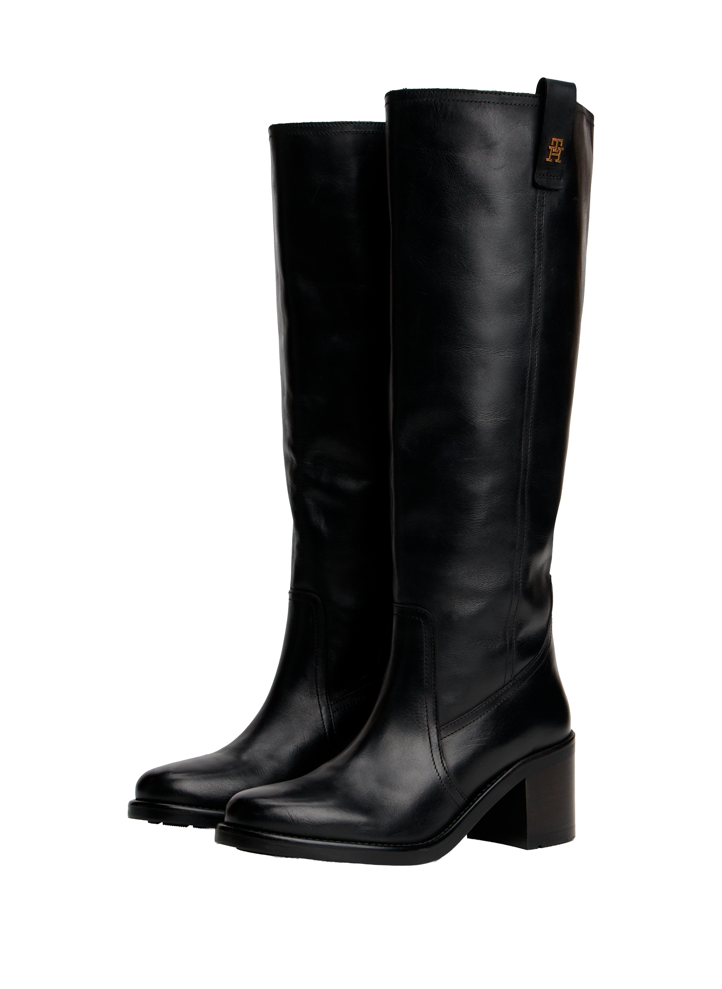 Bottines cavalières en cuir TOMMY HILFIGER Noir