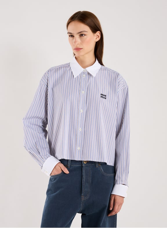 Cropped cotton shirt Multicolour by MIU MIU MIU MIU Cropped cotton shirt Multicolour
