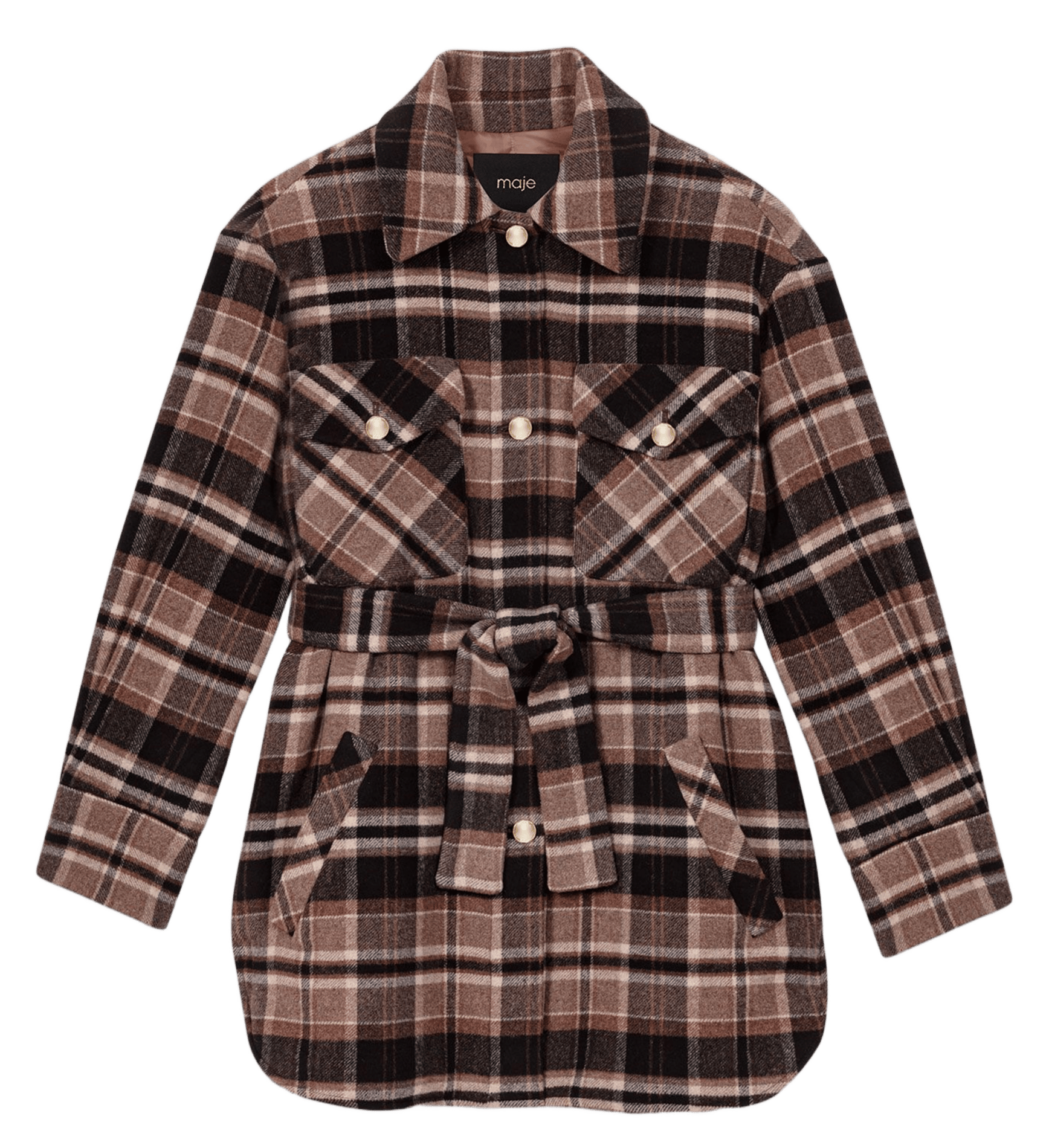 Manteau col classique en laine mélangée MAJE Marron