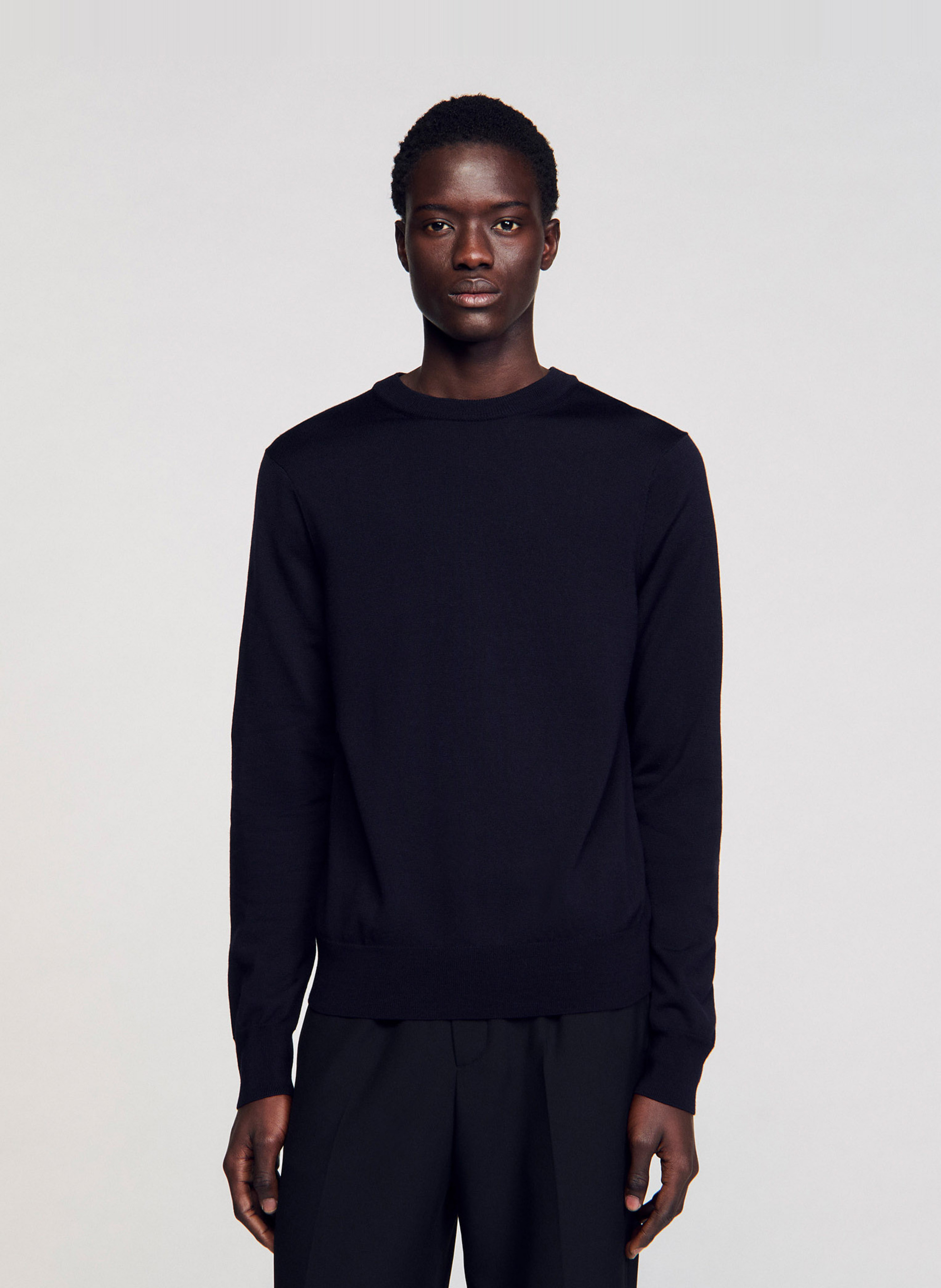 Pull en laine col rond SANDRO Bleu