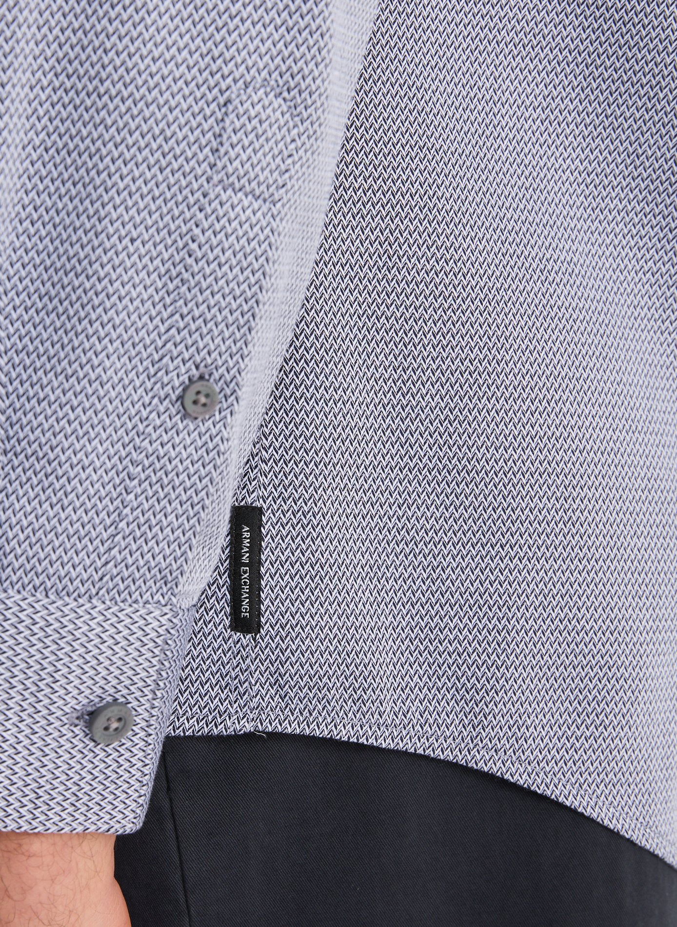 Chemise col classique manches contrastantes en coton ARMANI EXCHANGE Black